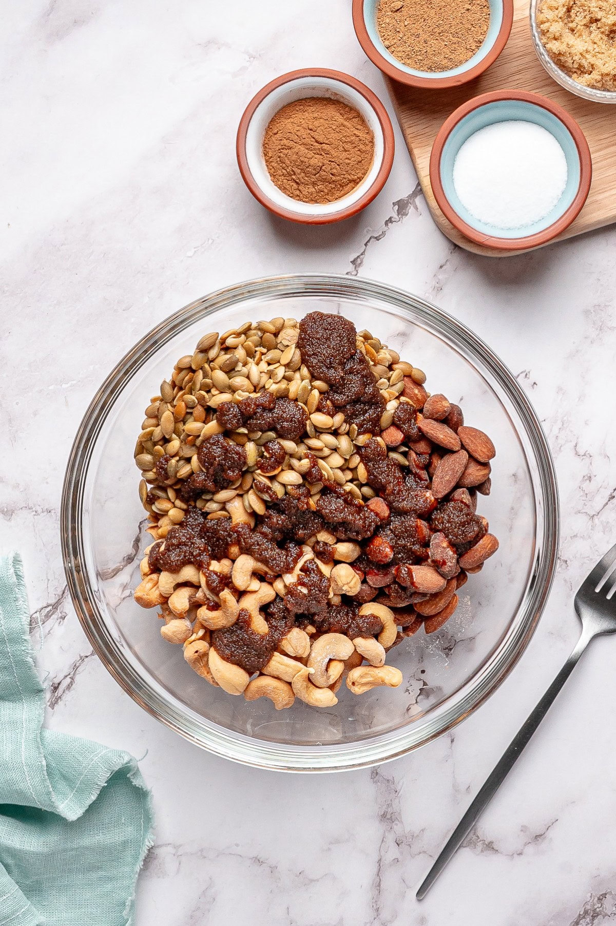 Seasoning added to nuts and seeds. 