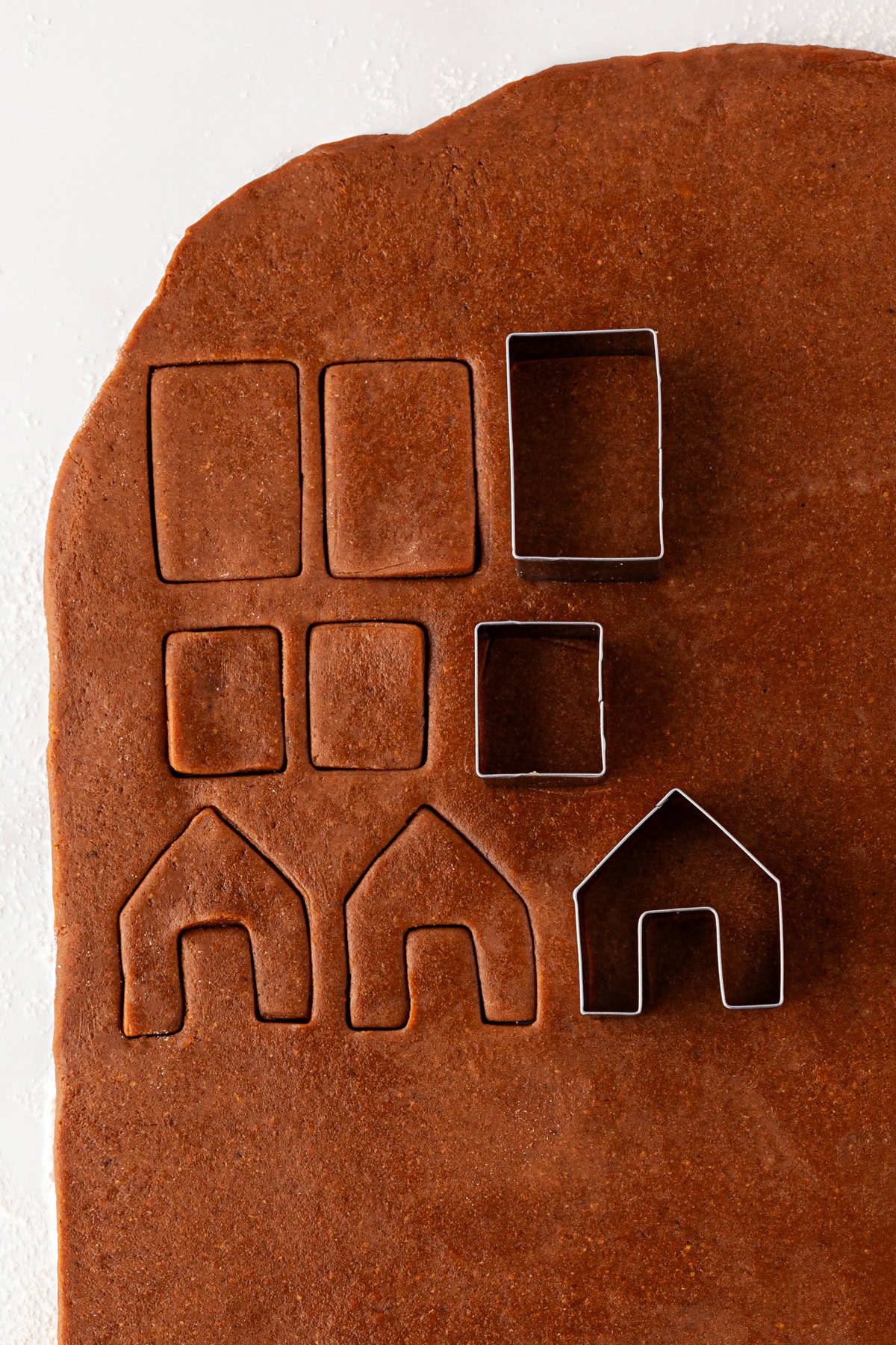 Starting to cut out the cookie dough. 