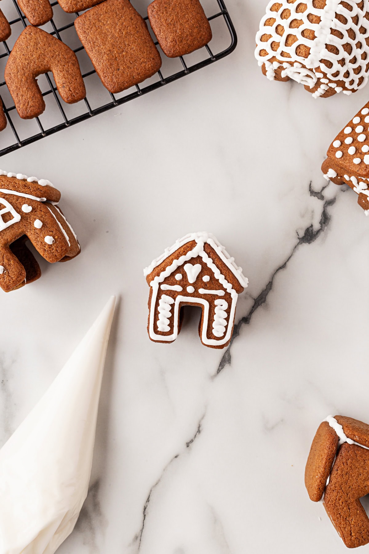 Decorated with a heart, lines and squiggles. 