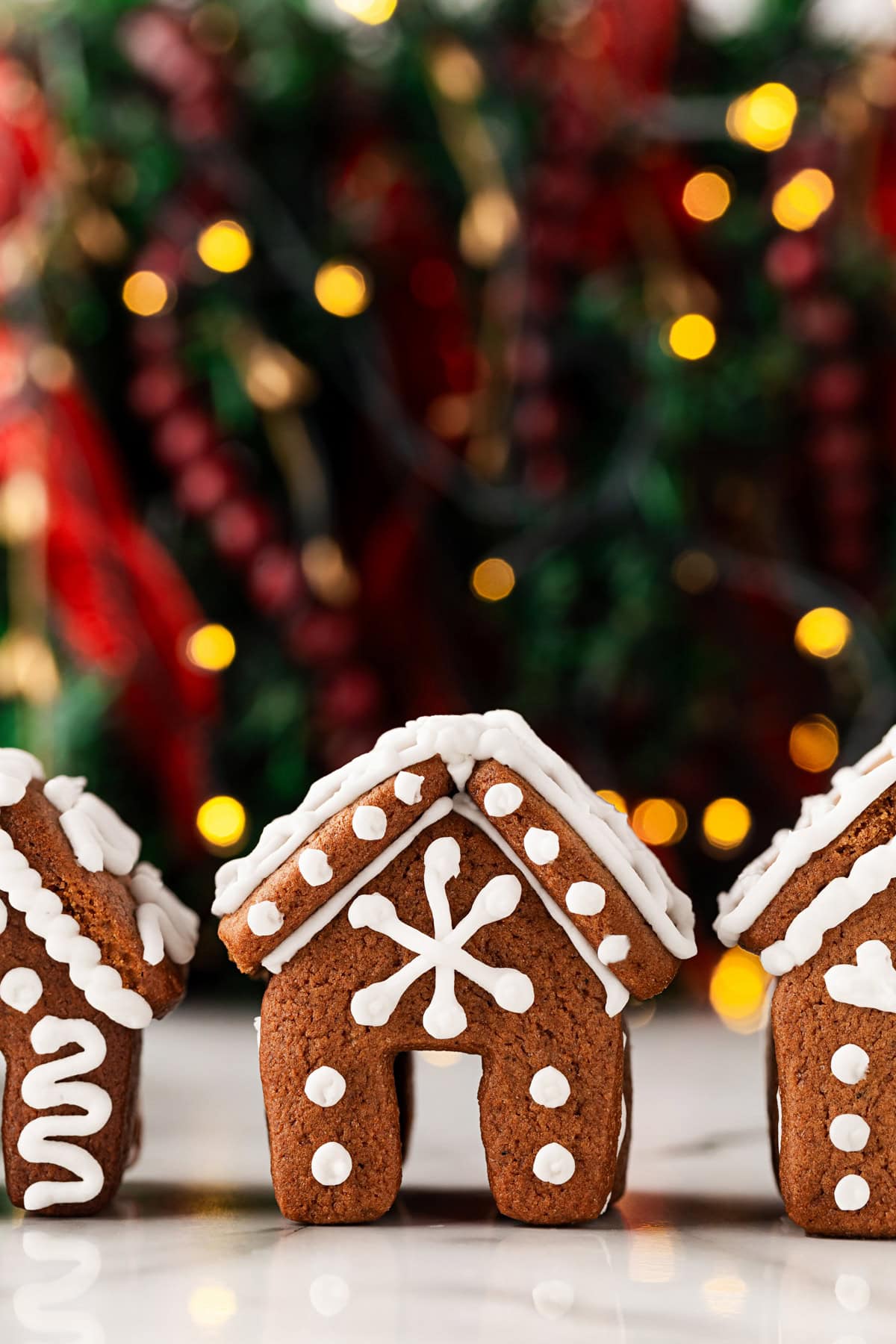 With an abstract snowflake. 