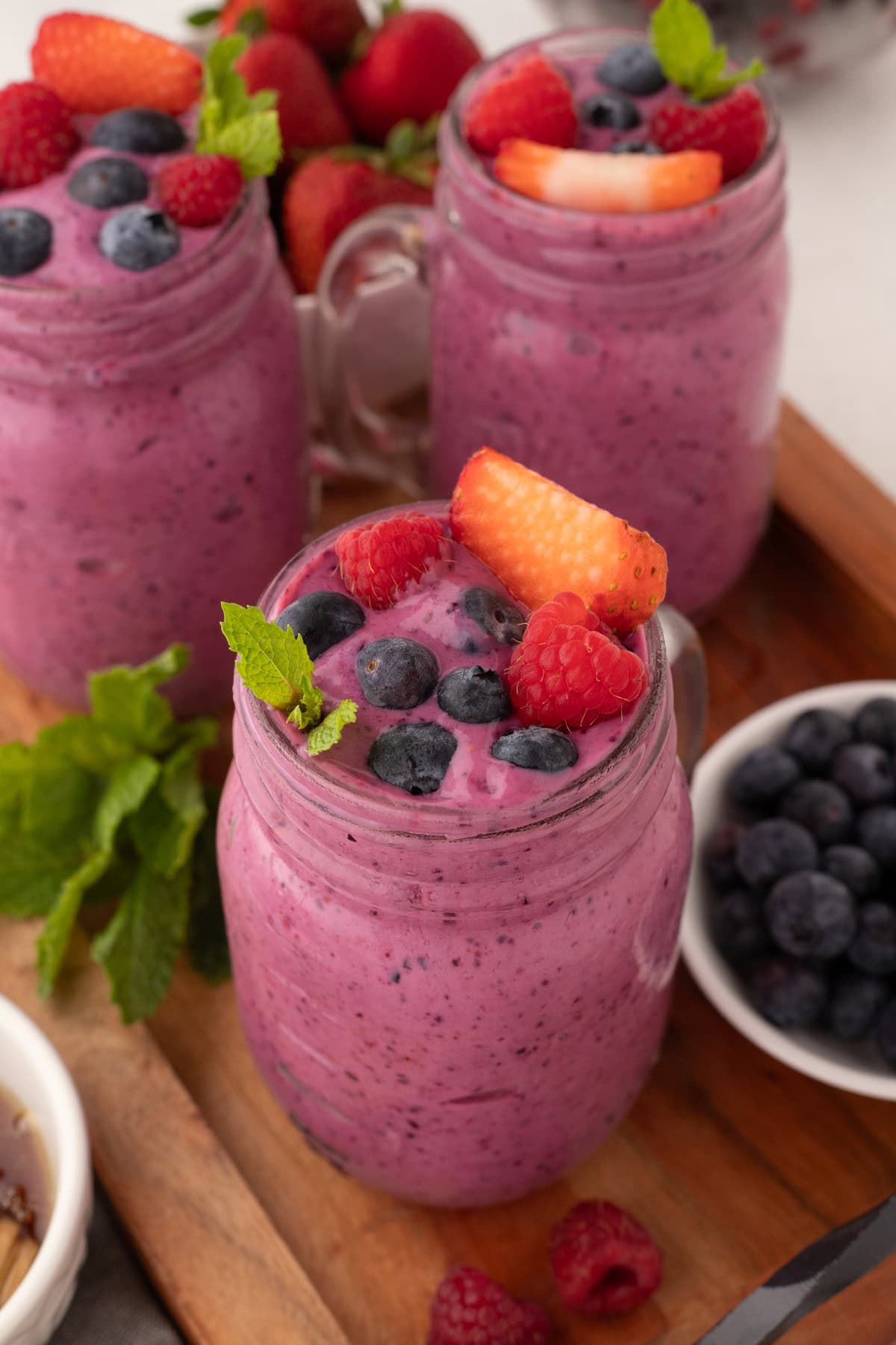 Slight overhead of Mixed Berry Smoothie. 