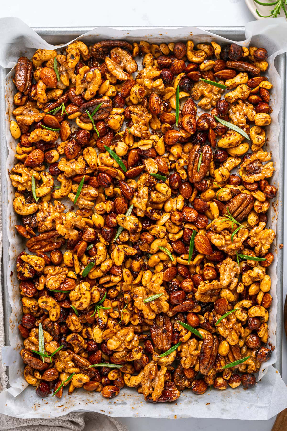 Crispy, freshly baked spiced nuts.