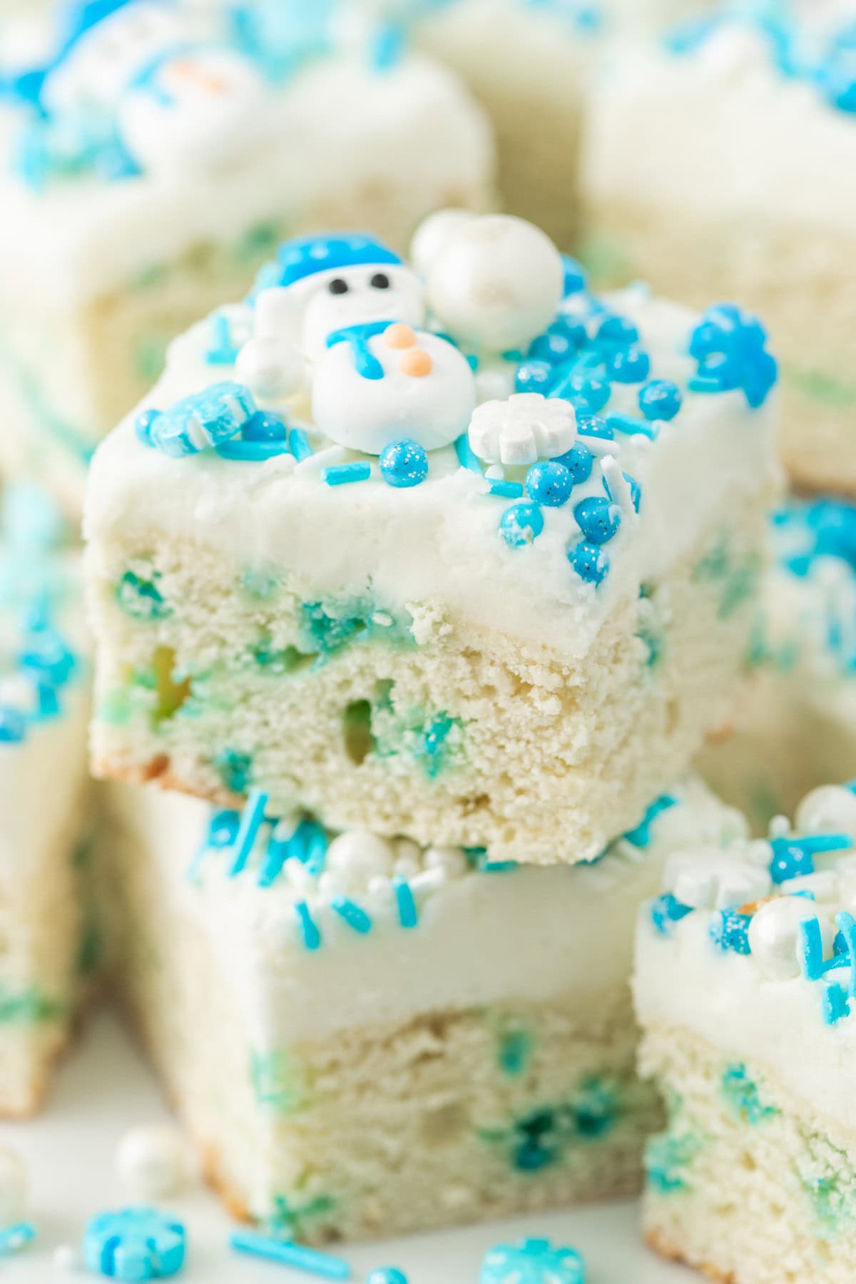 Close-up of Winter Sugar Cookie Bars.