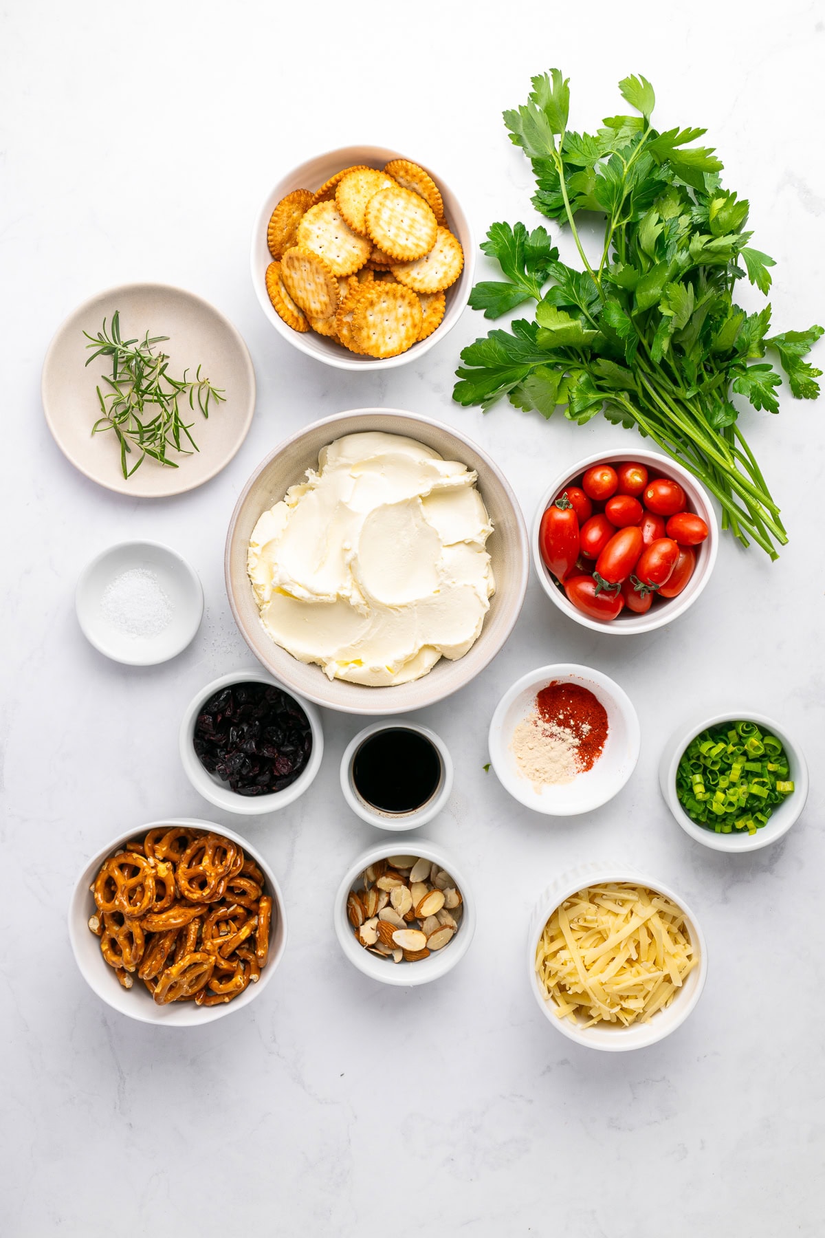 Ingredients to make the Christmas Tree Cheese Ball.