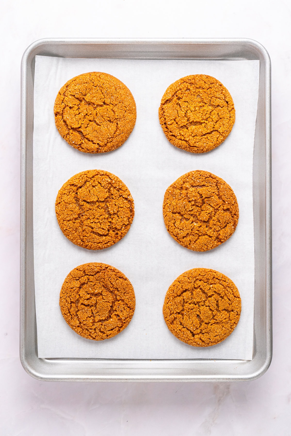 Freshly baked gingersnap cookies.