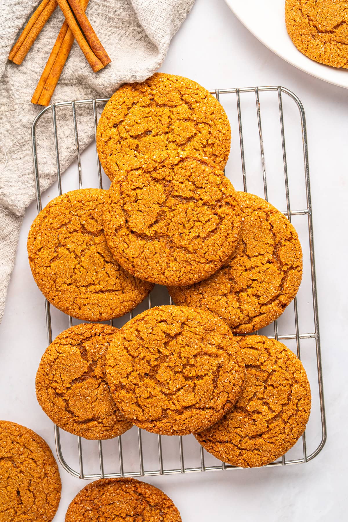 Gingersnap cookies in a tray.