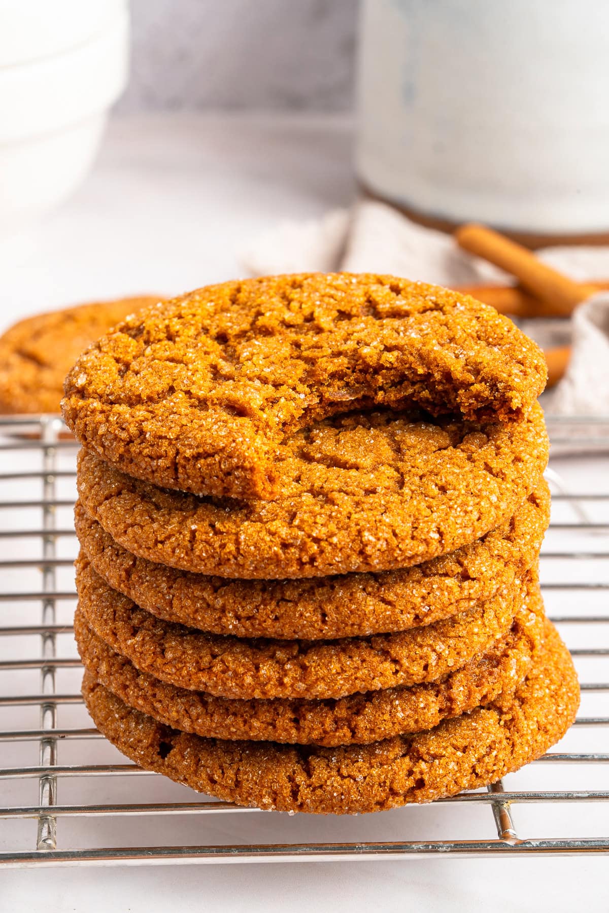 Staked gingersnap cookies.