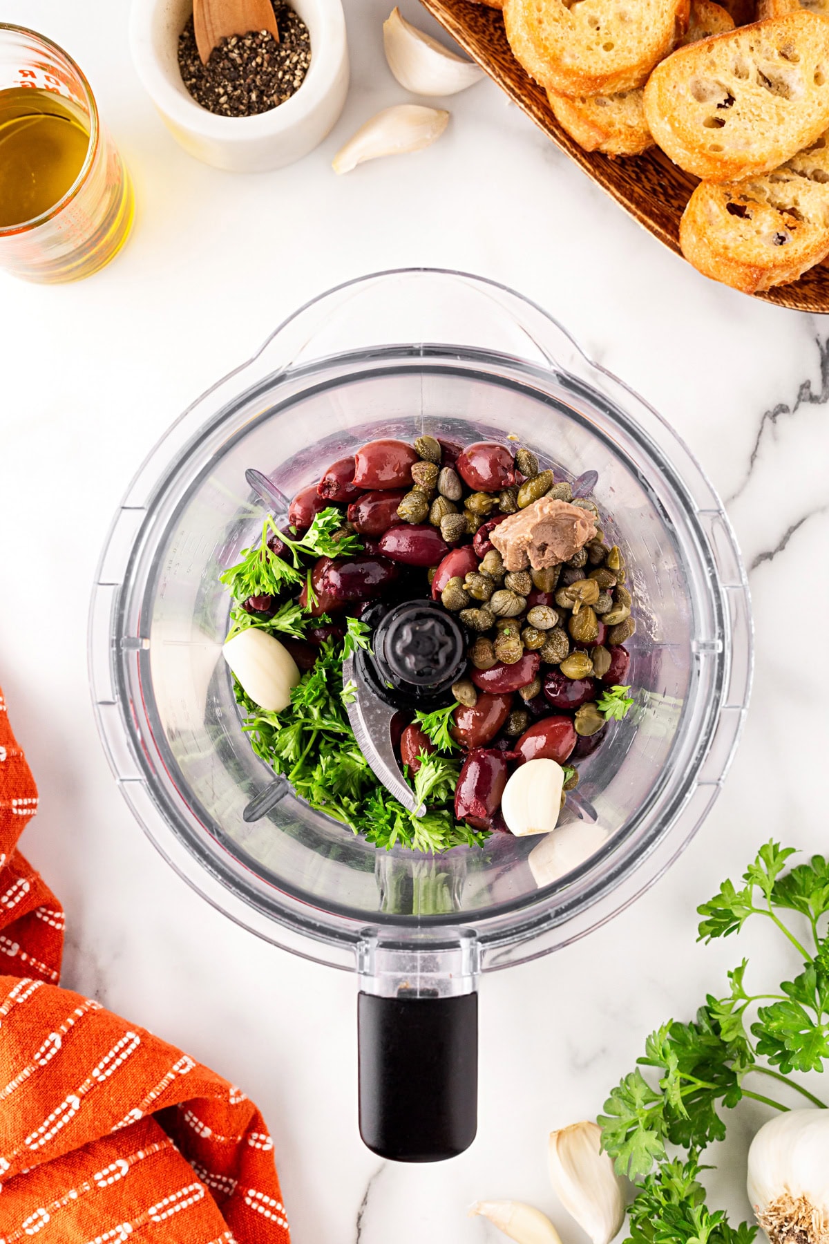 Ingredients added to food processor.