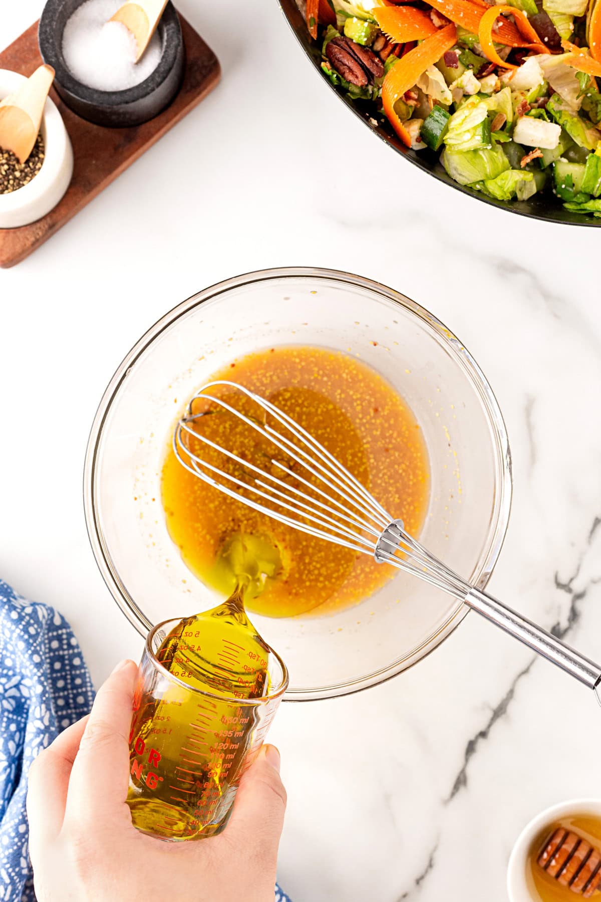 Dressing ingredients in bowl.
