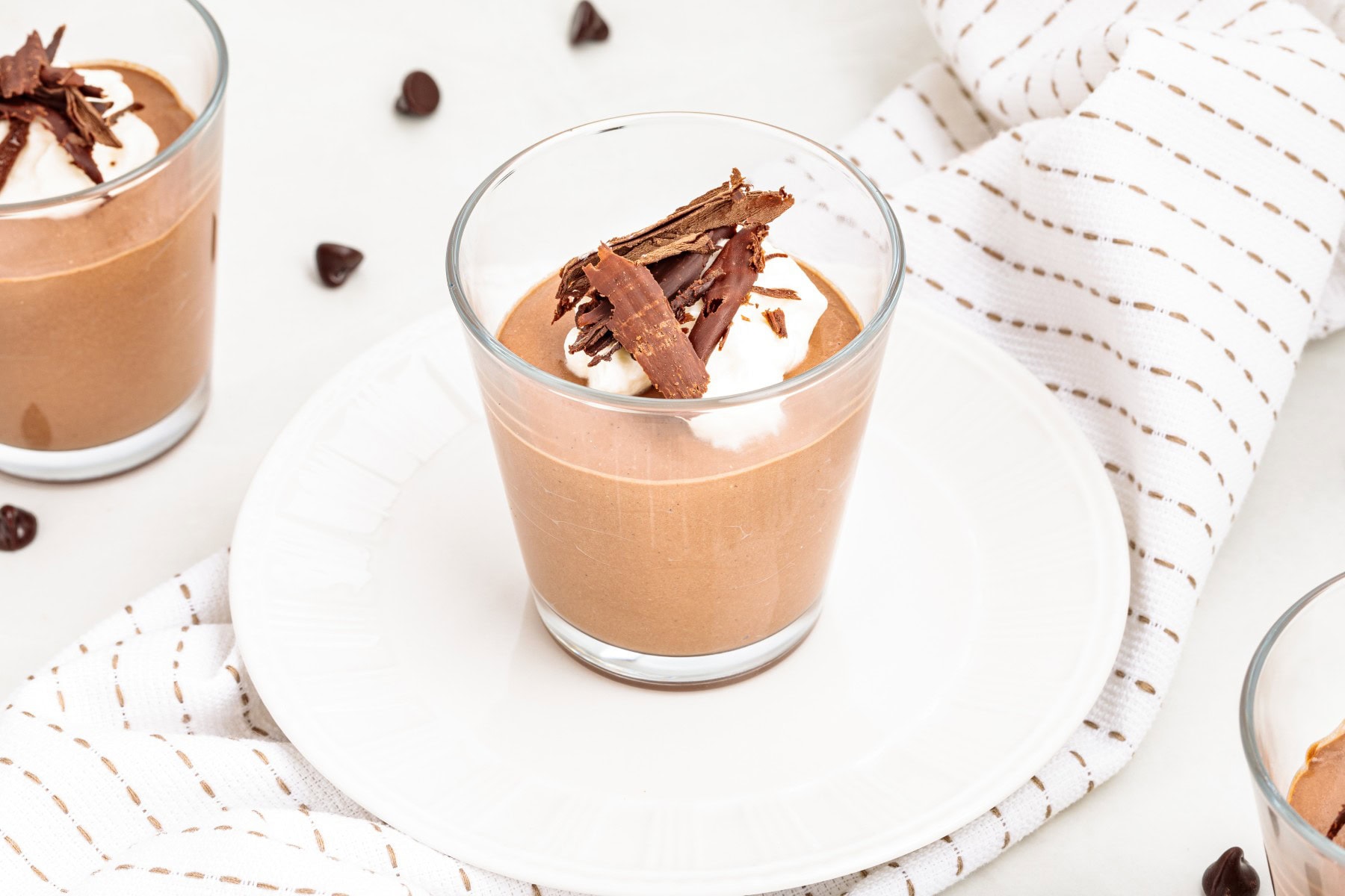 Cottage Cheese Chocolate Mousse on a plate. 