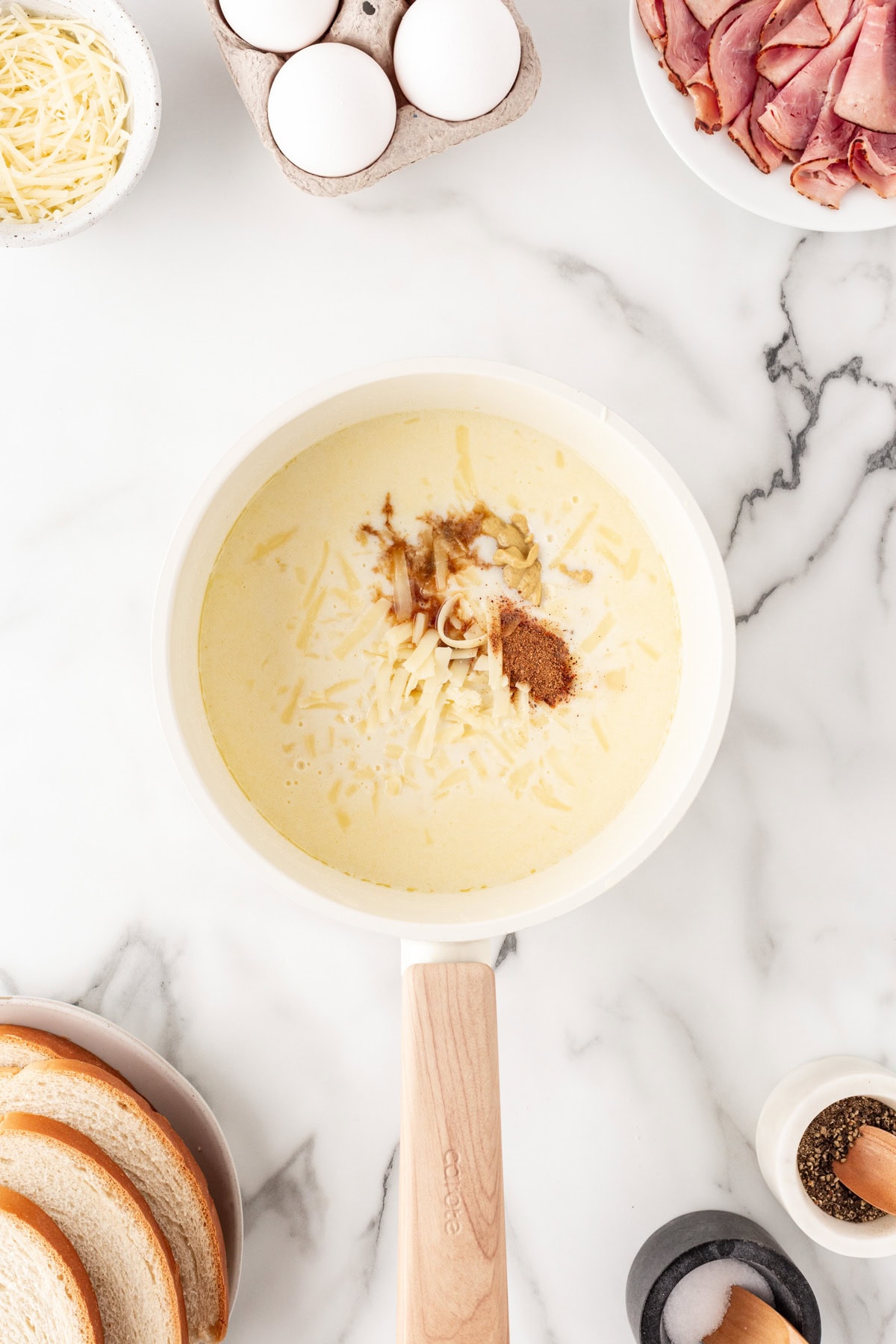 Cheese and spices added. 