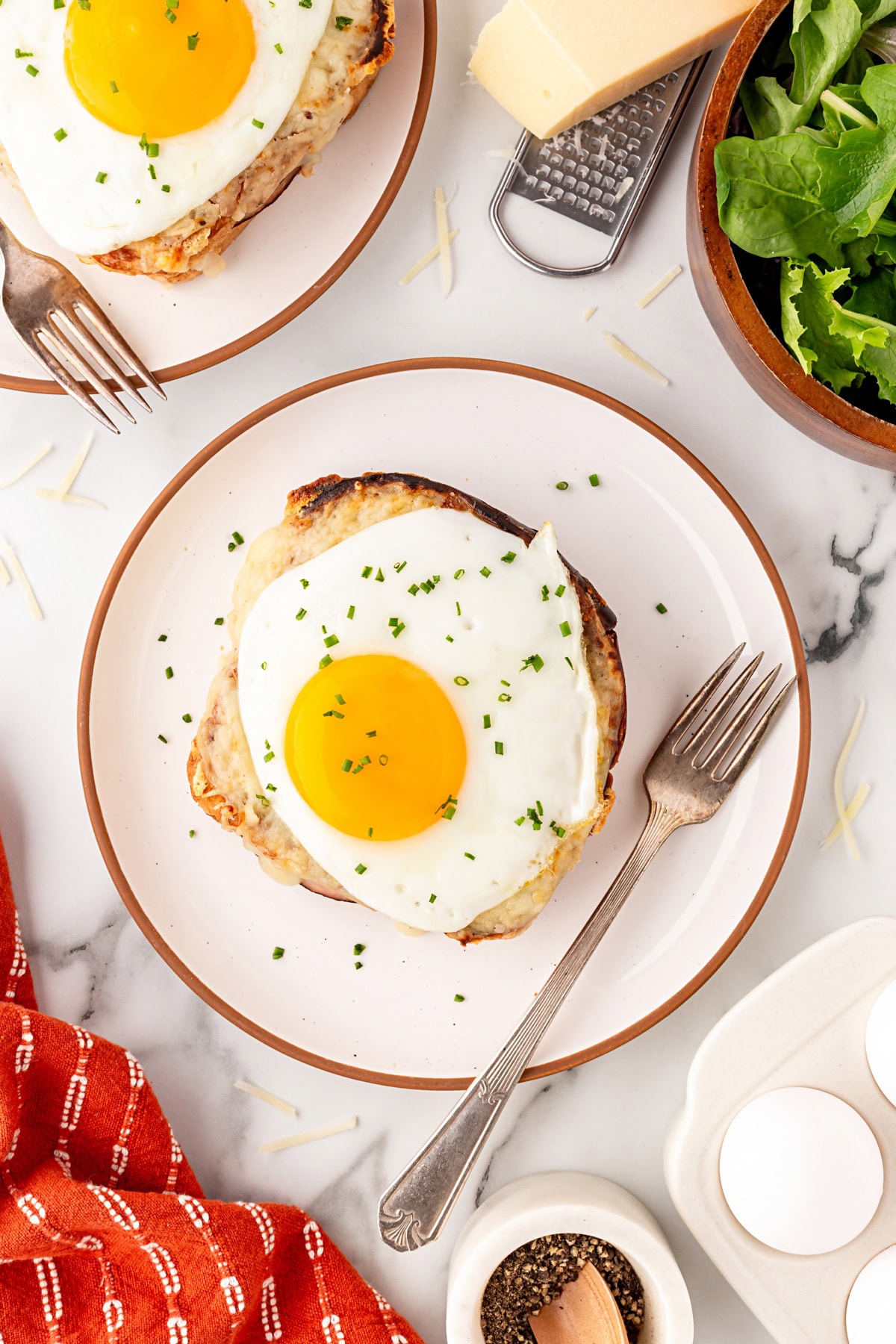 Finished sandwich on a plate. 