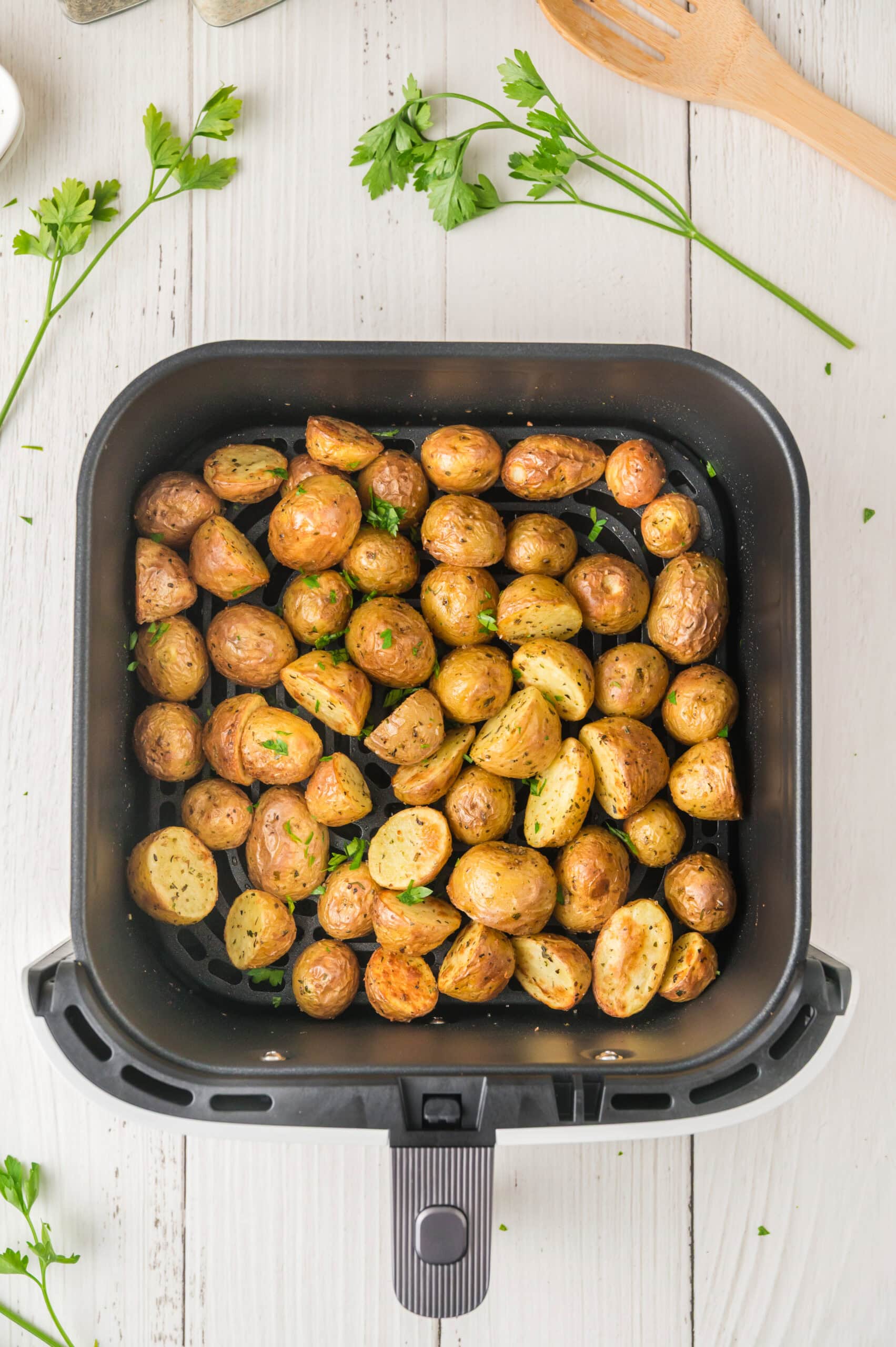 Crisped up in an air fryer. 