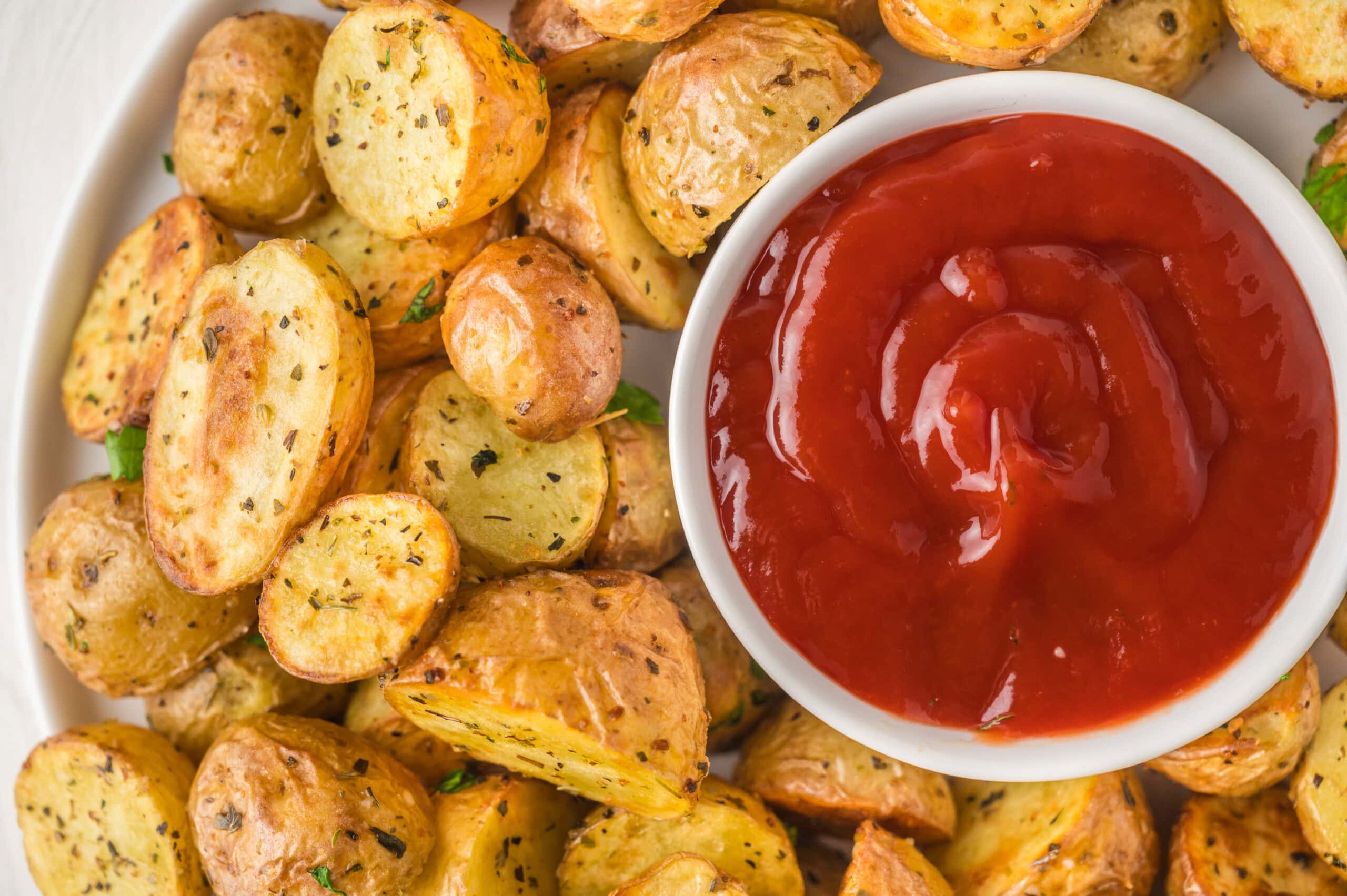 Overhead with ketchup. 