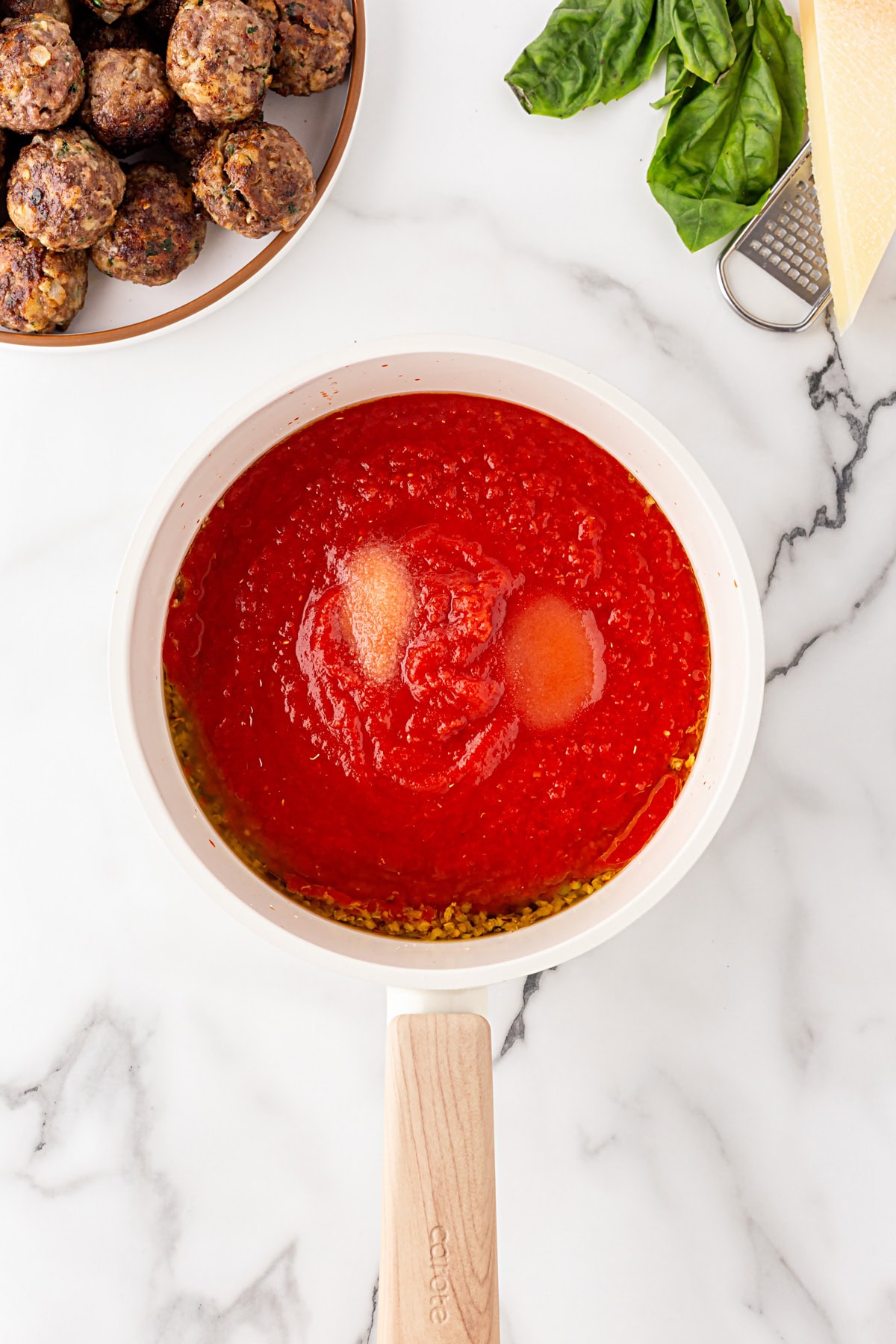 Tomatoes, sugar and salt added. 