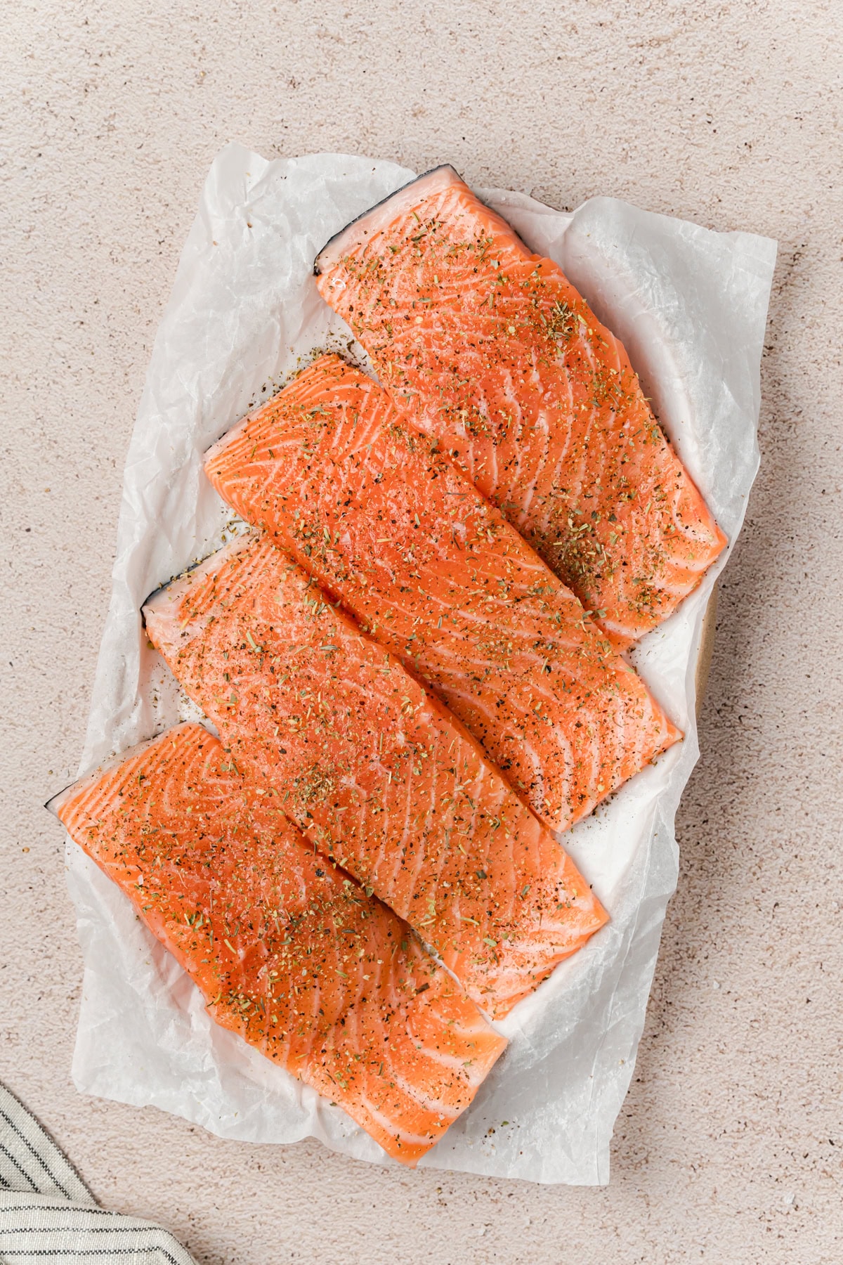 Salmon seasoned. 