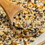 Up close on the seasoning.