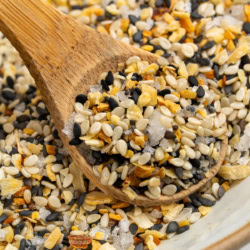 Up close on the seasoning.