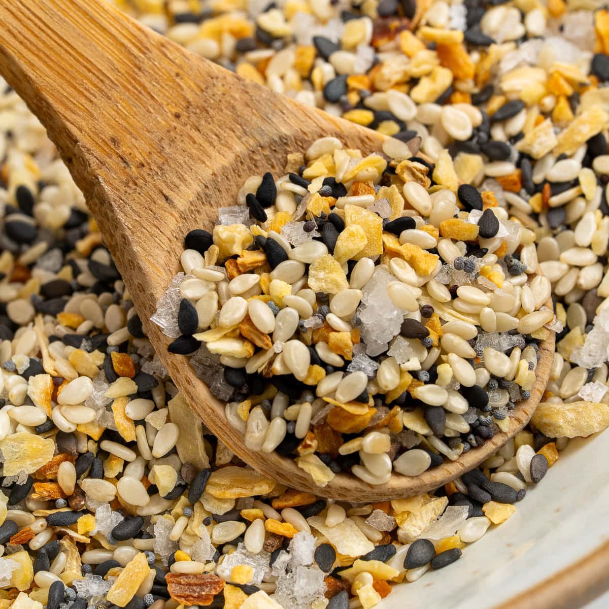 Up close on the seasoning. 