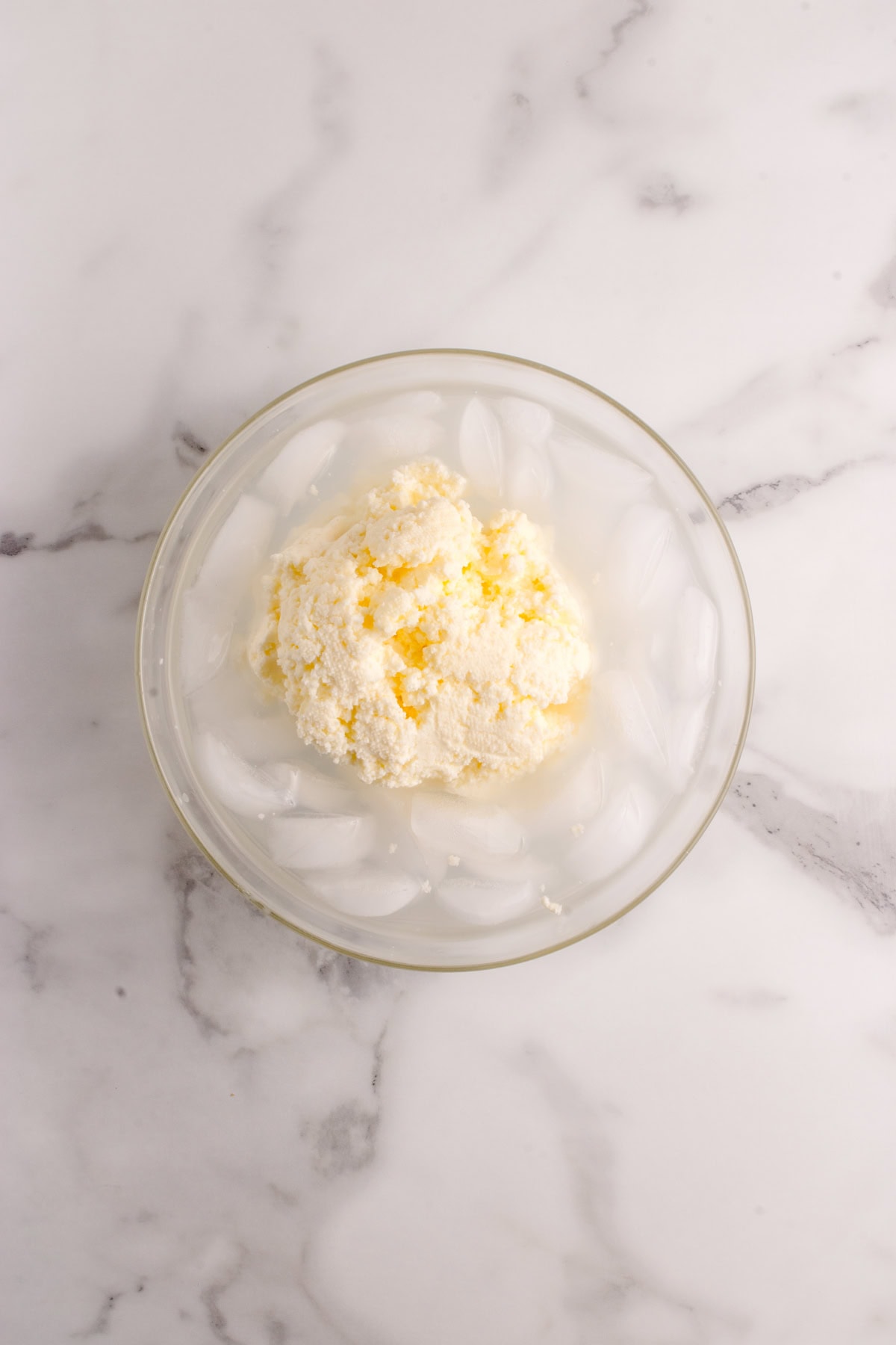 Butter in ice water.