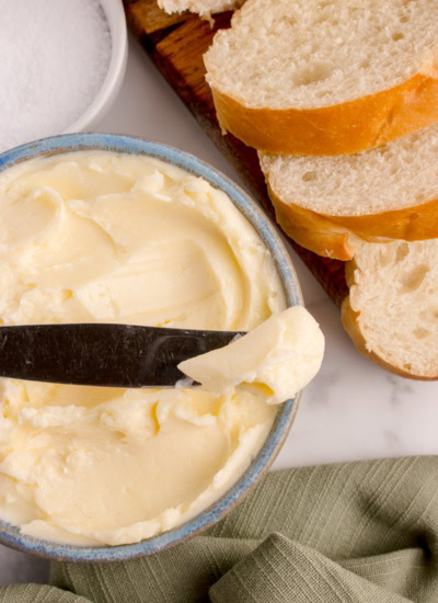 Butter on a knife.