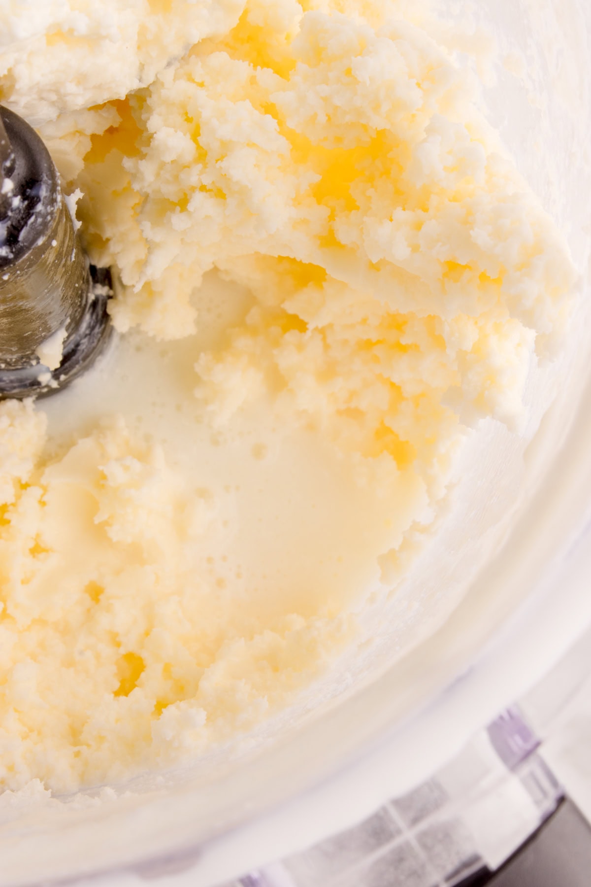 Closeup of clumps and buttermilk.