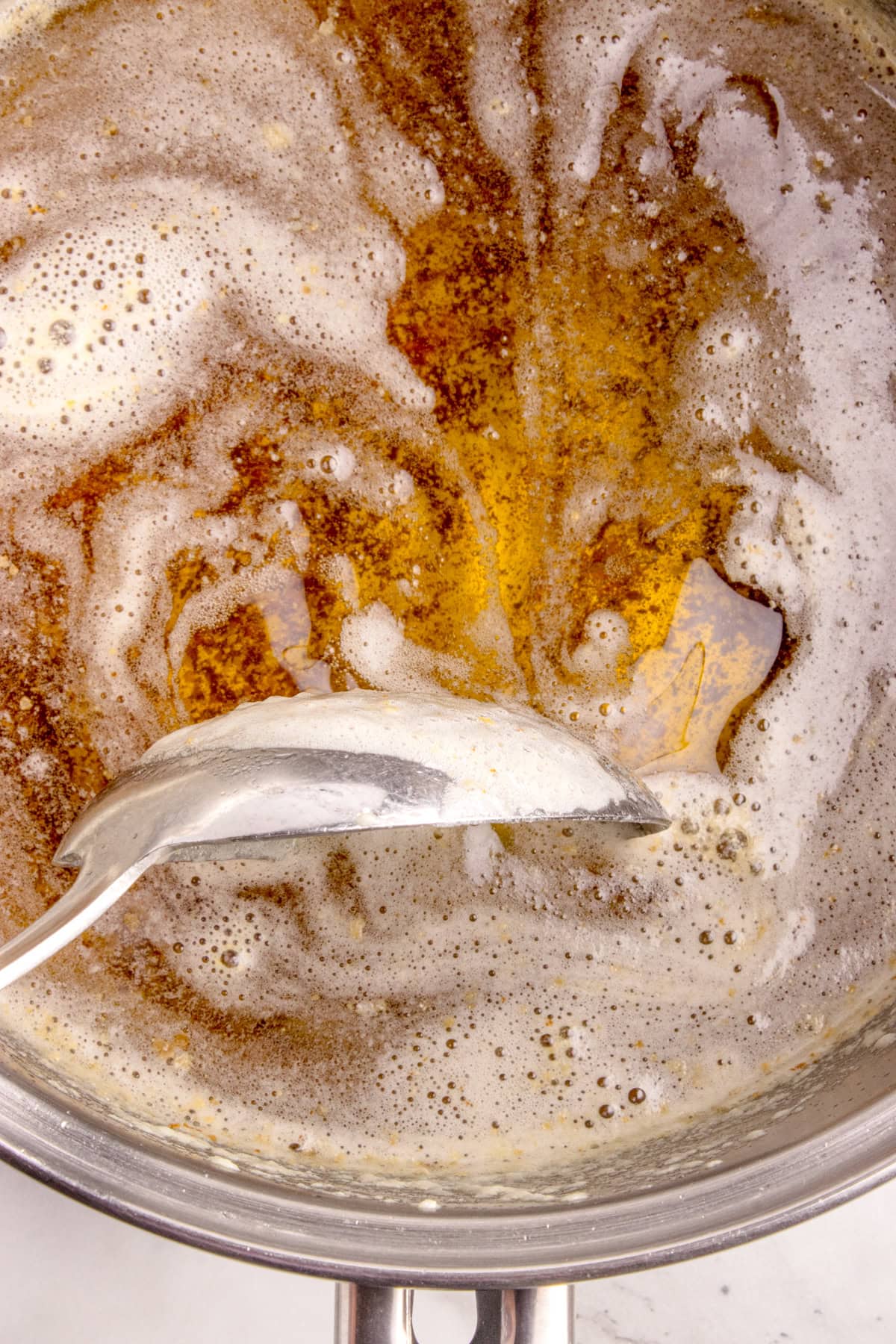 How to Make Ghee - showing foam. 