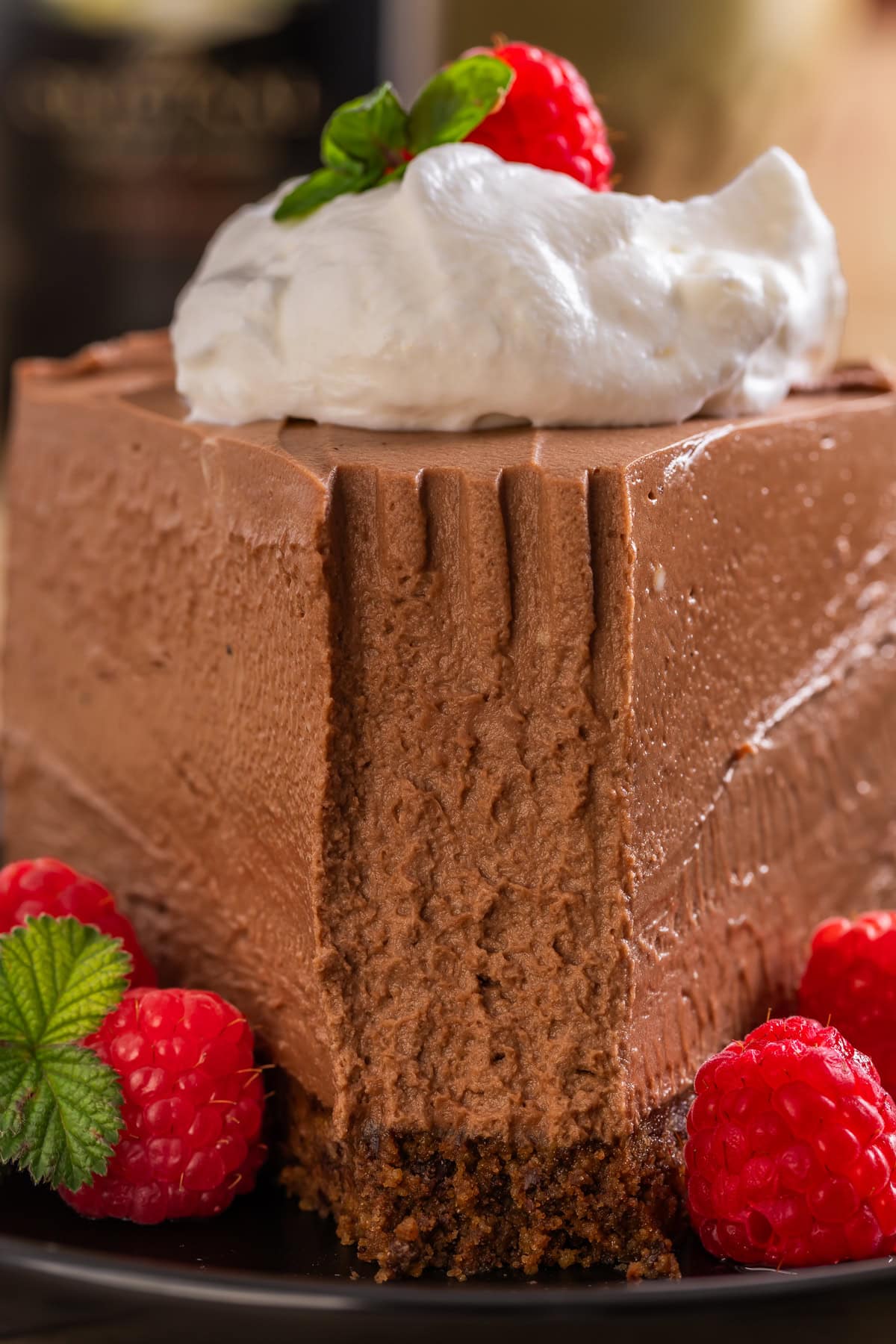 Close-up after a forkful has been taken. 