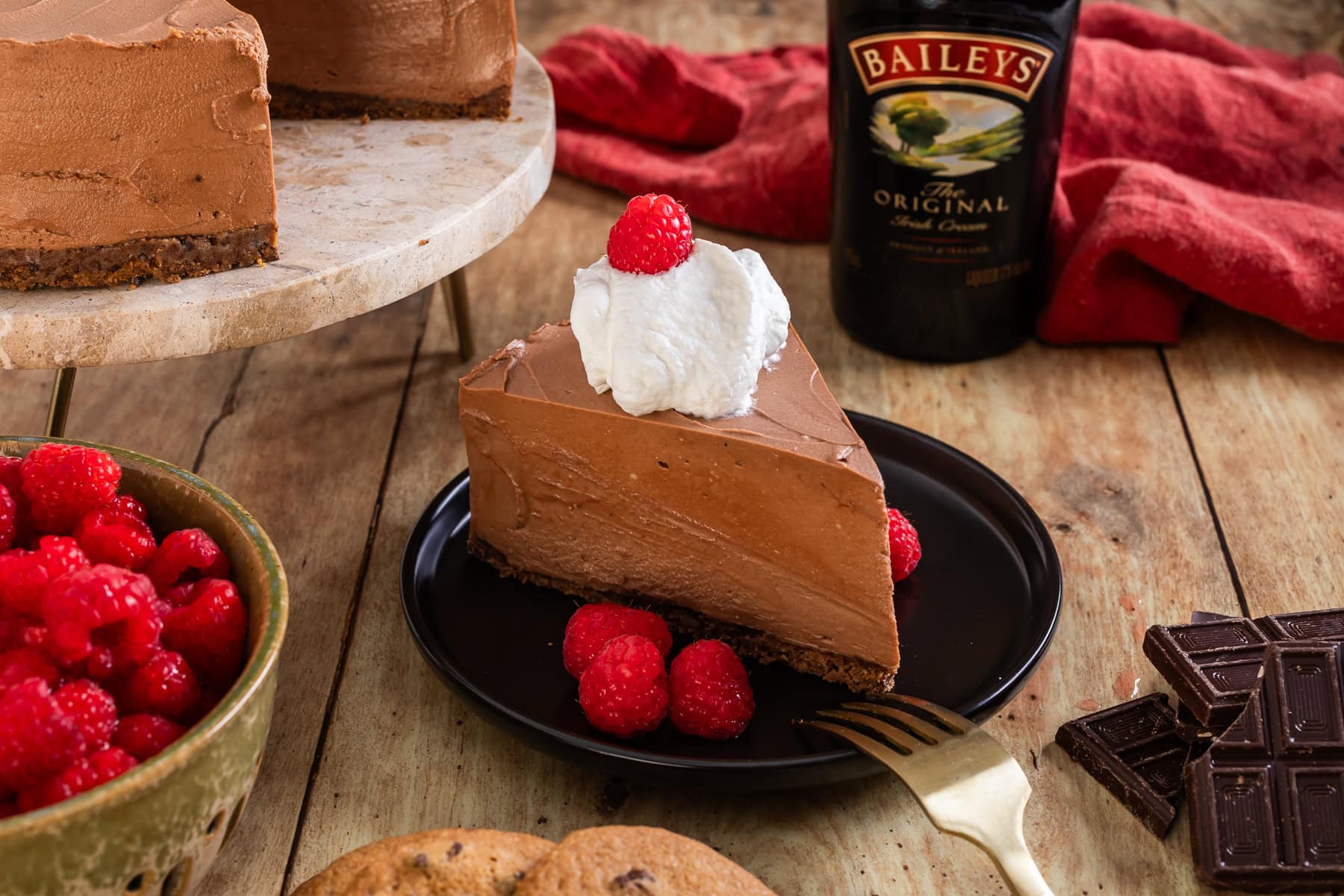 Slice of cake on a plate. 