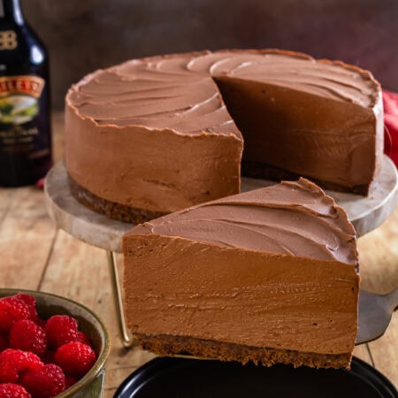 A slice of Bailey's Cheesecake.
