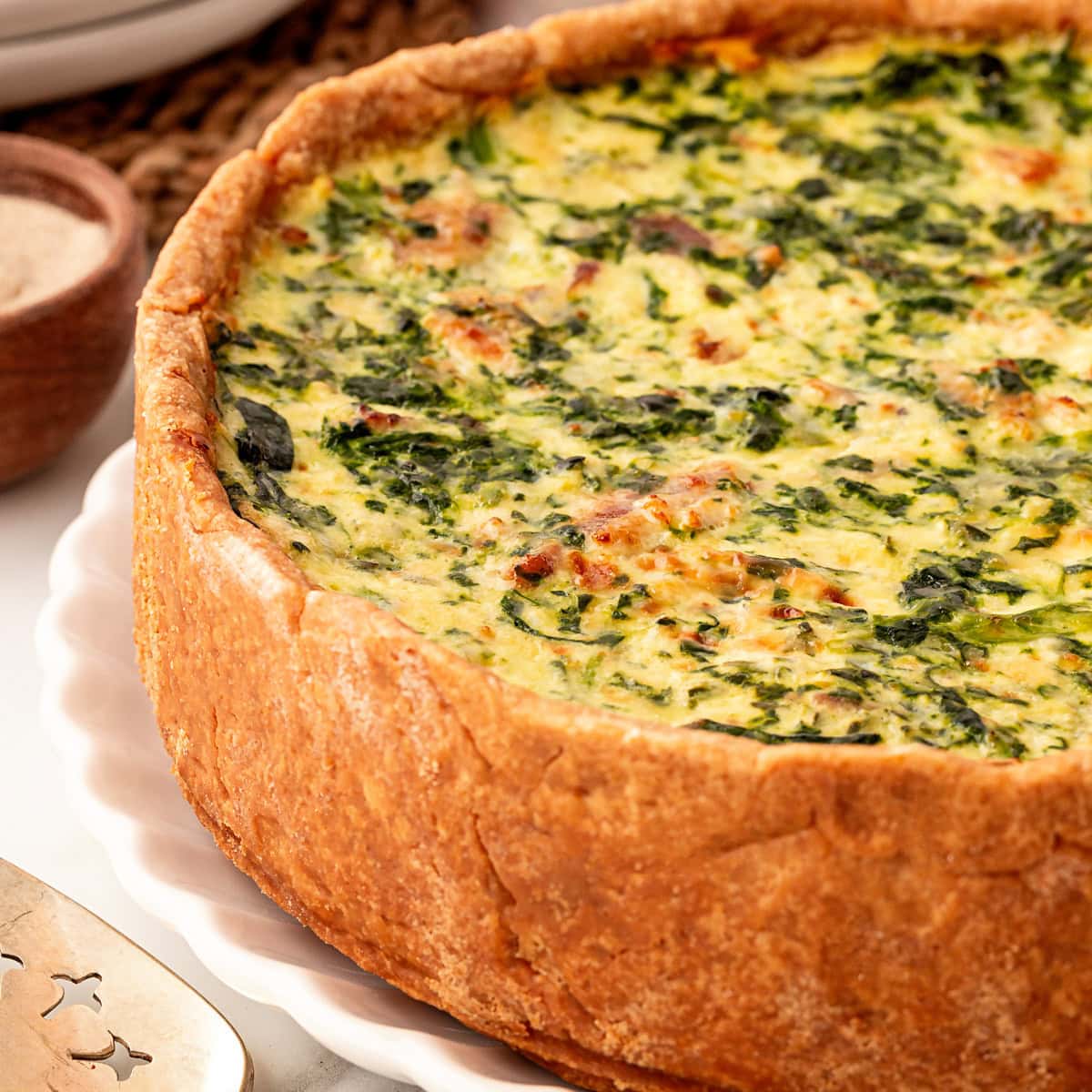 Close-up of a Deep Dish Quiche. 