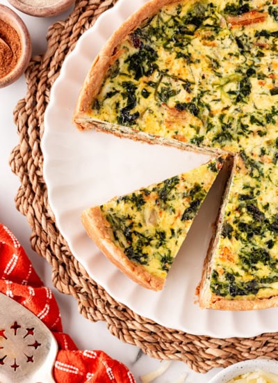 Overhead of sliced Deep Dish Quiche.