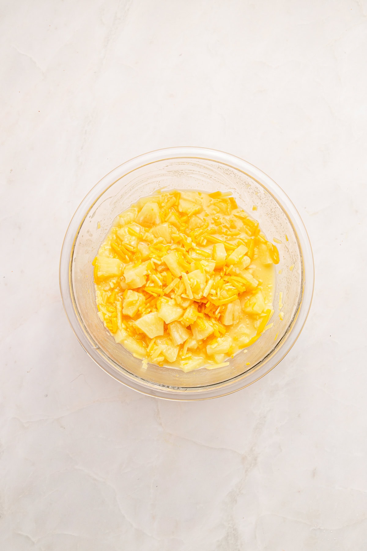 Adding wet ingredients.