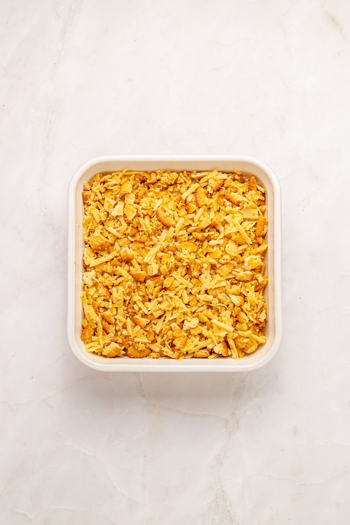 Pineapple casserole before baking.