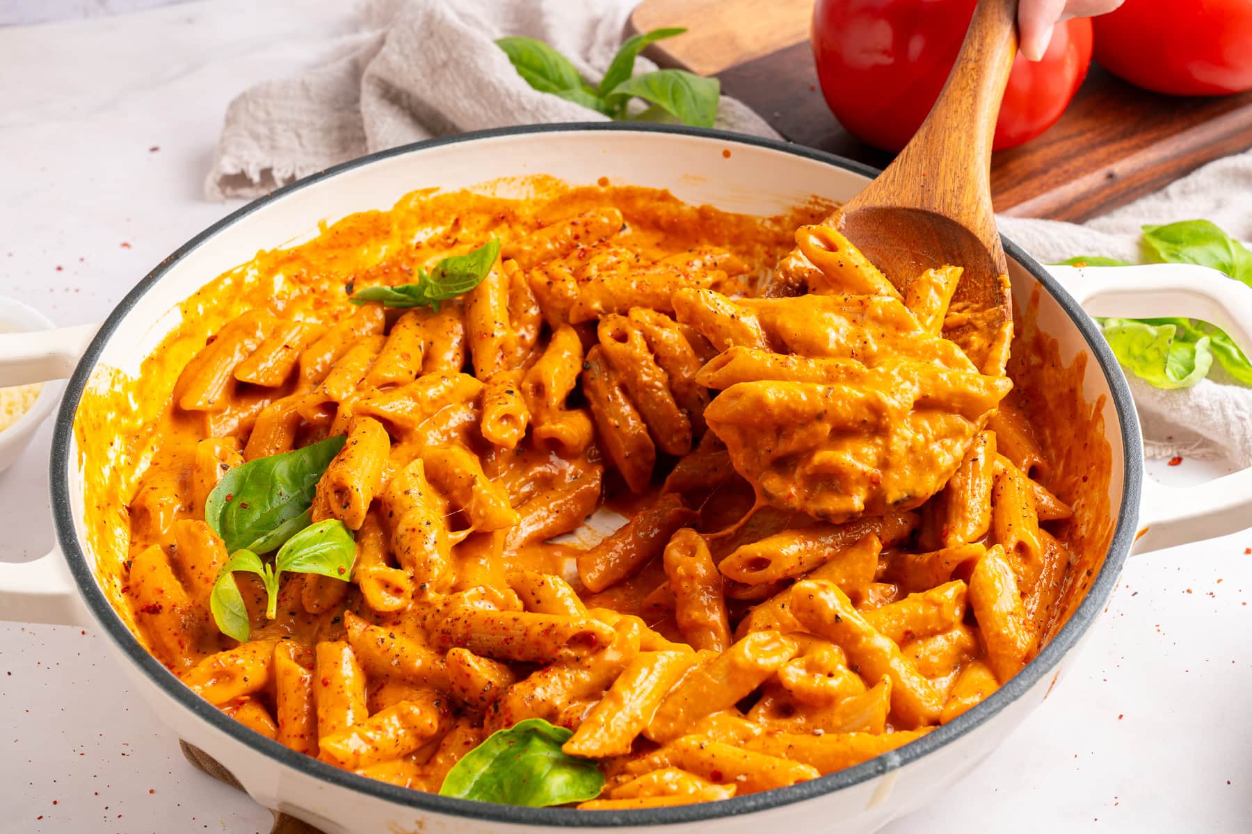 Close up on Rose Pasta Sauce.