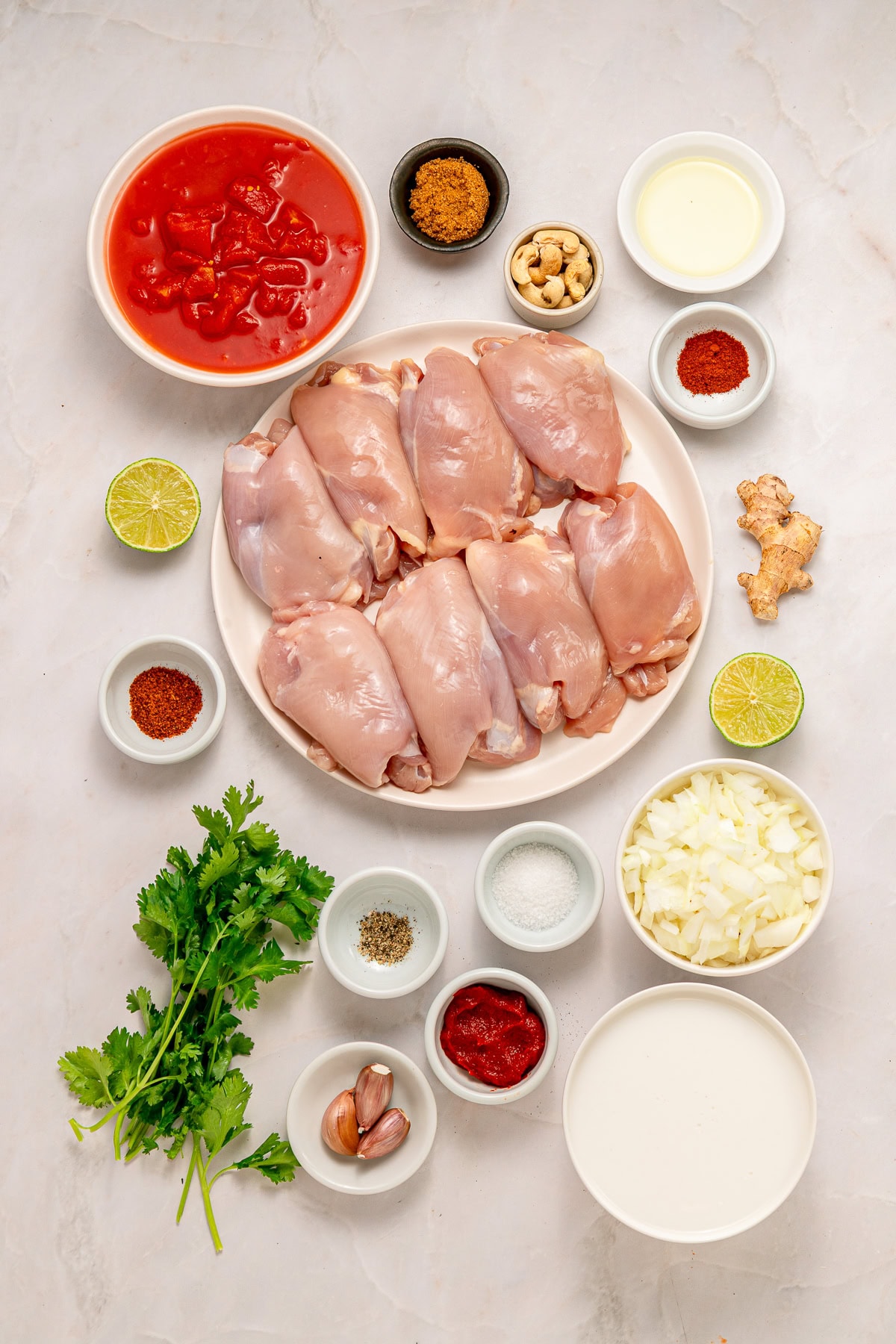 Ingredients to make skillet chicken thighs.