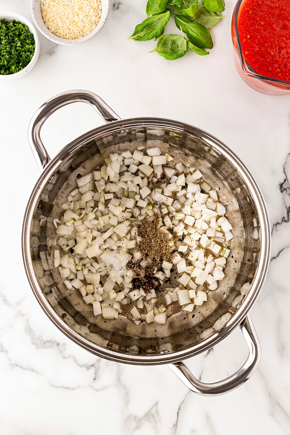 Onions and seasoning added.
