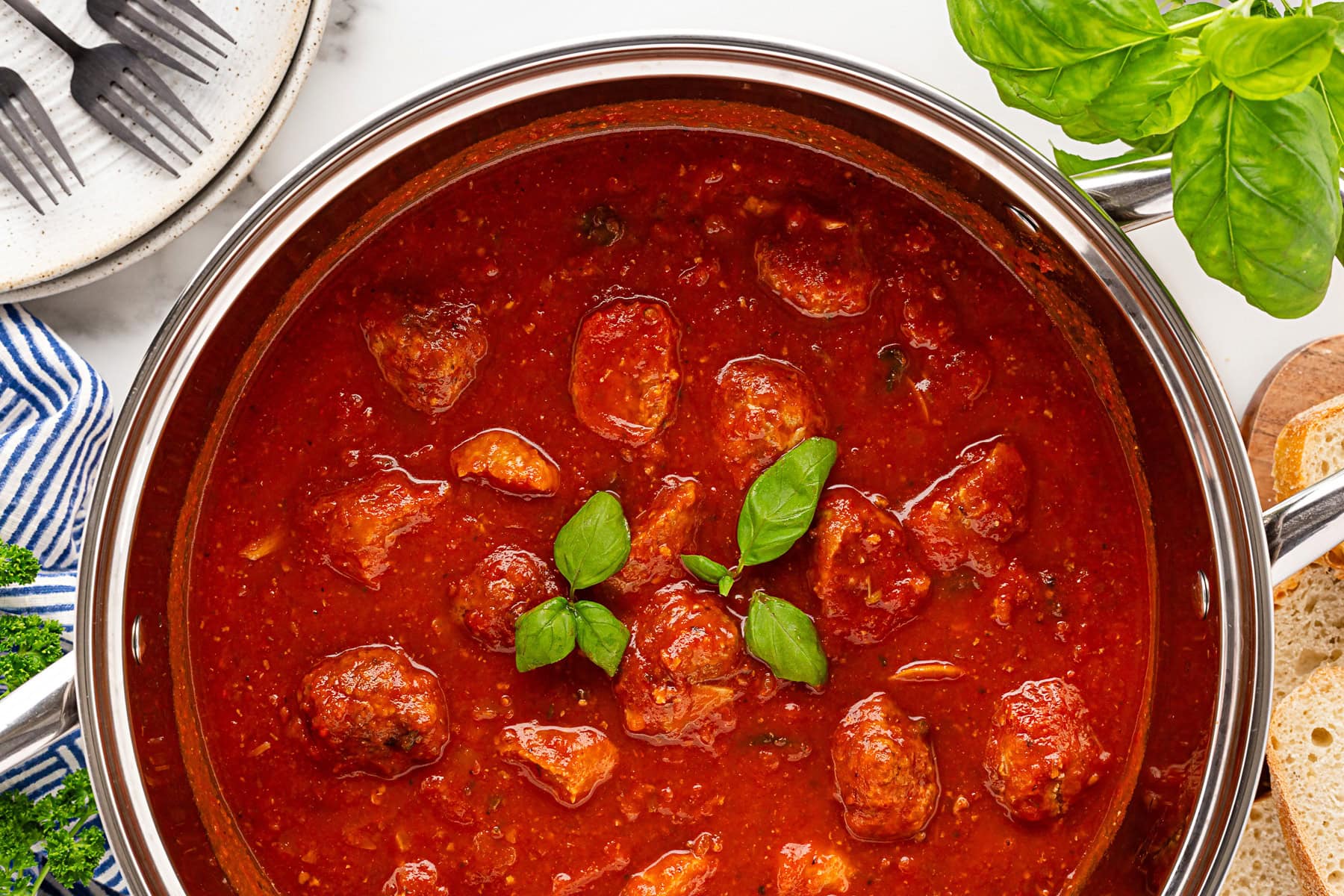 Overhead of sauce. 