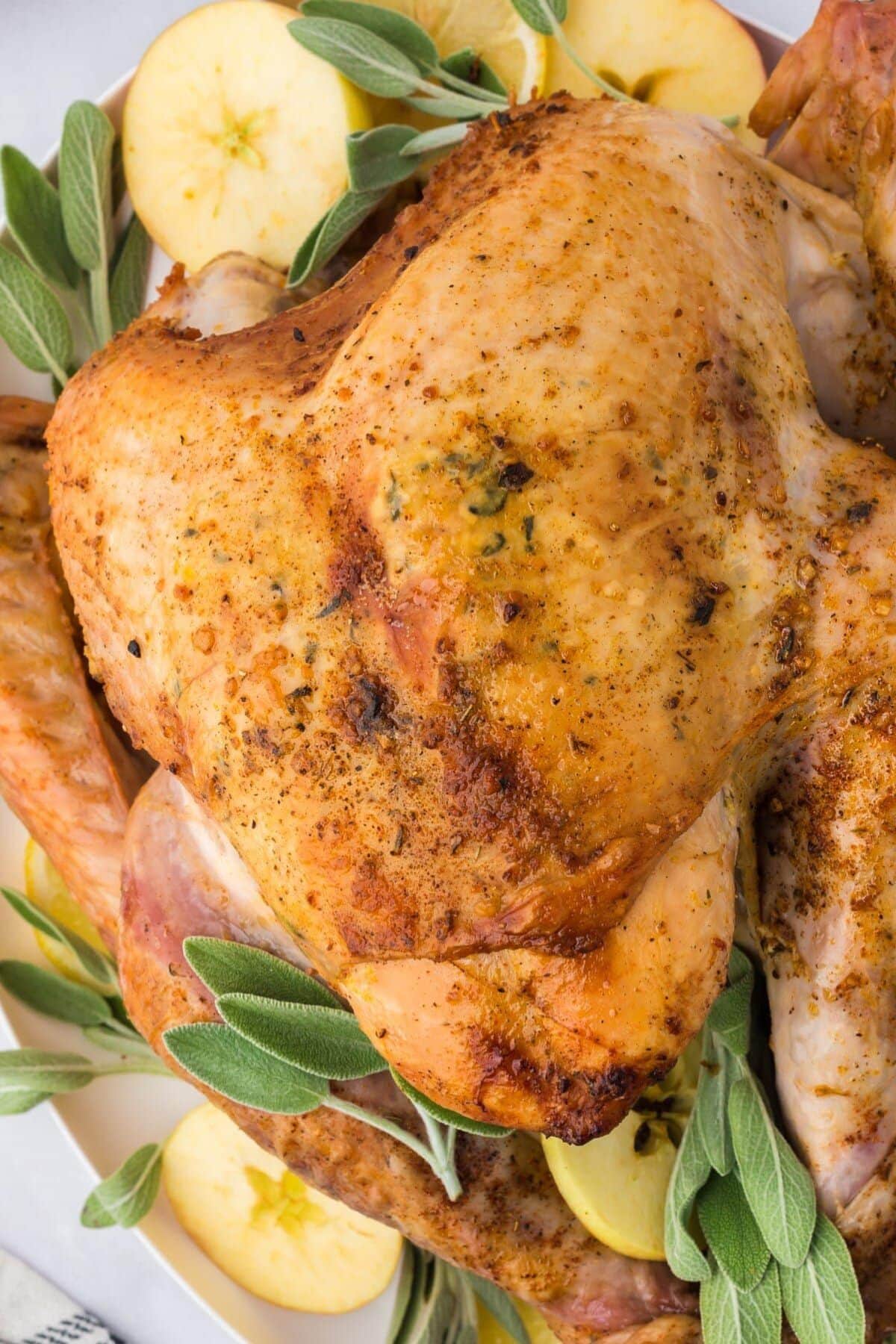 Turkey on a serving tray.