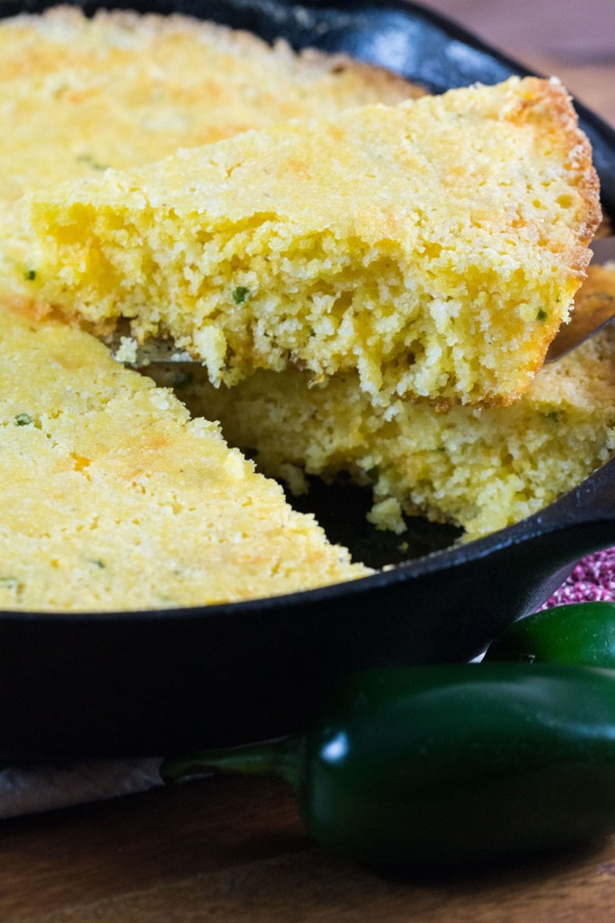 Corn bread in cast iron skillet.