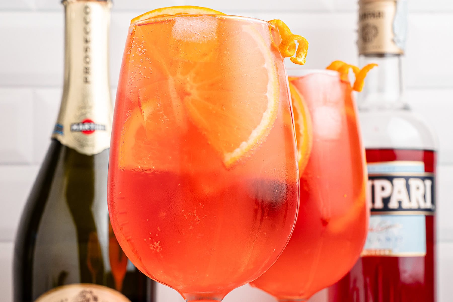 Campari Spritz close-up. 