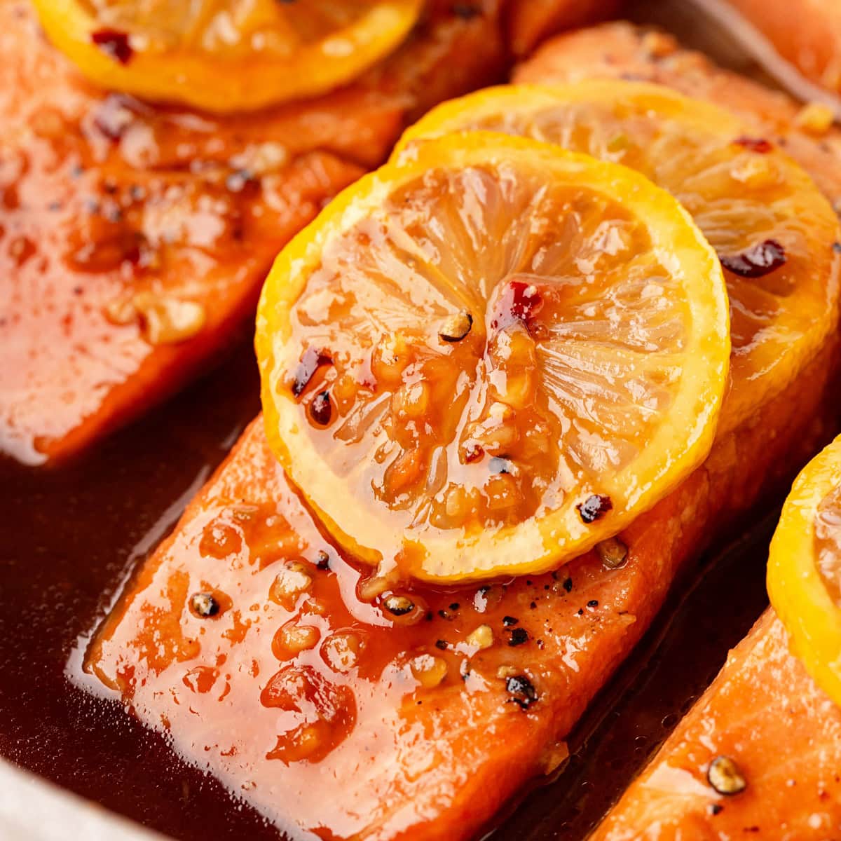 Honey-Garlic Steelhead Trout up close. 