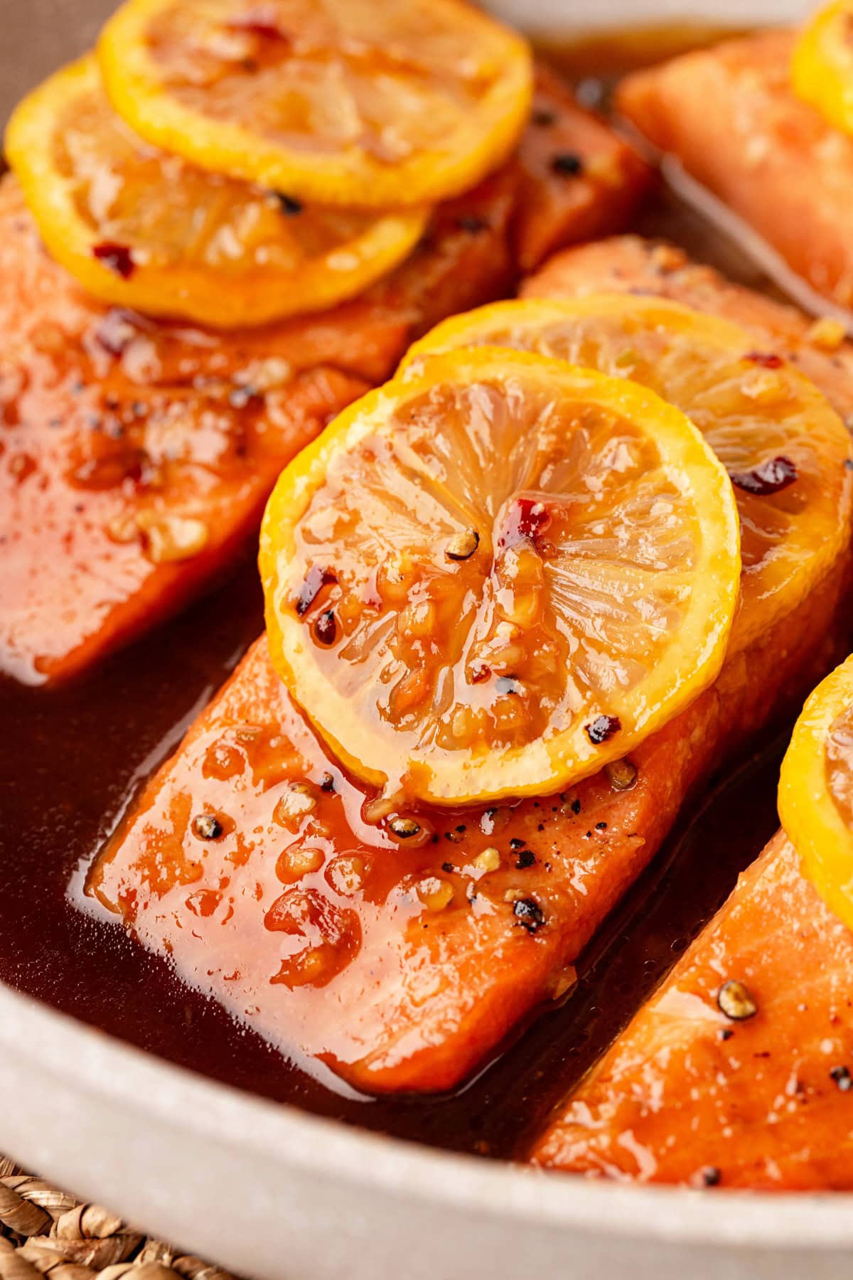 Honey-Garlic Steelhead Trout up close. 