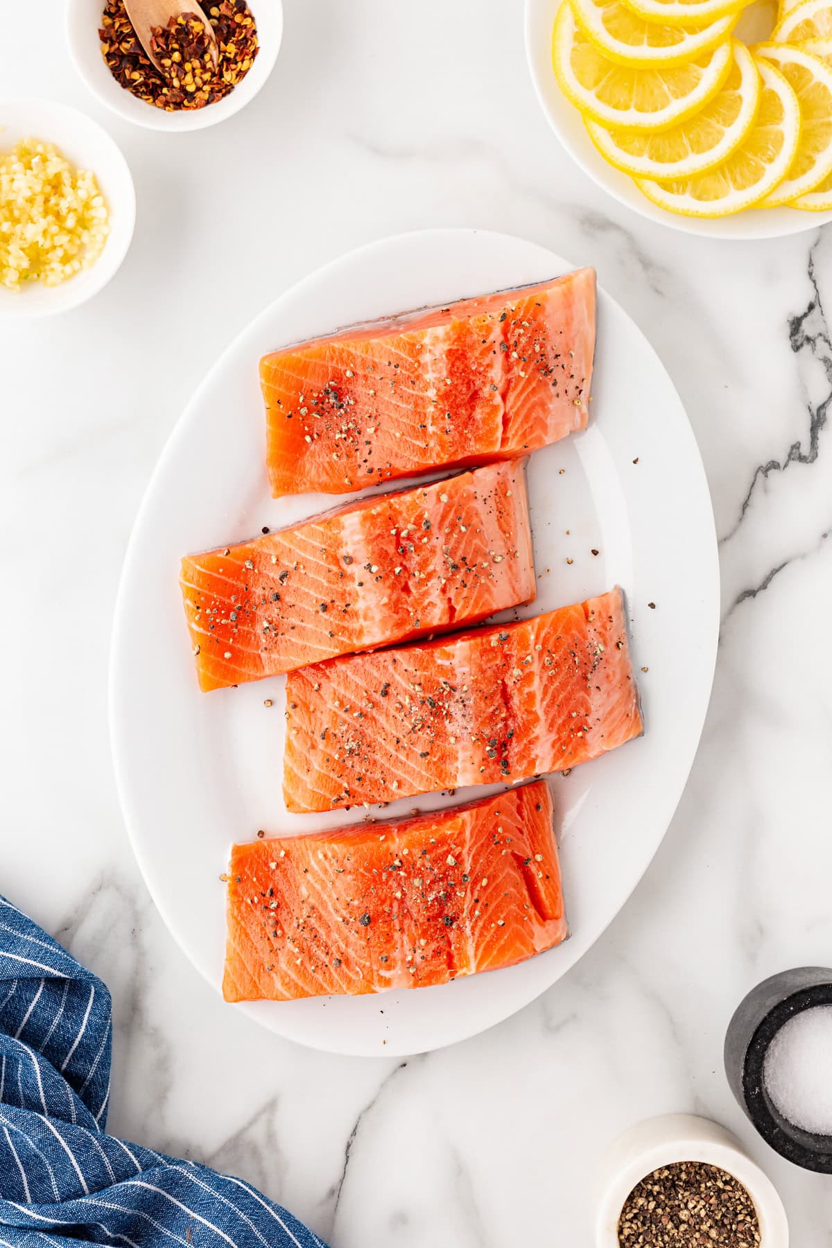 Seasoned trout filets. 