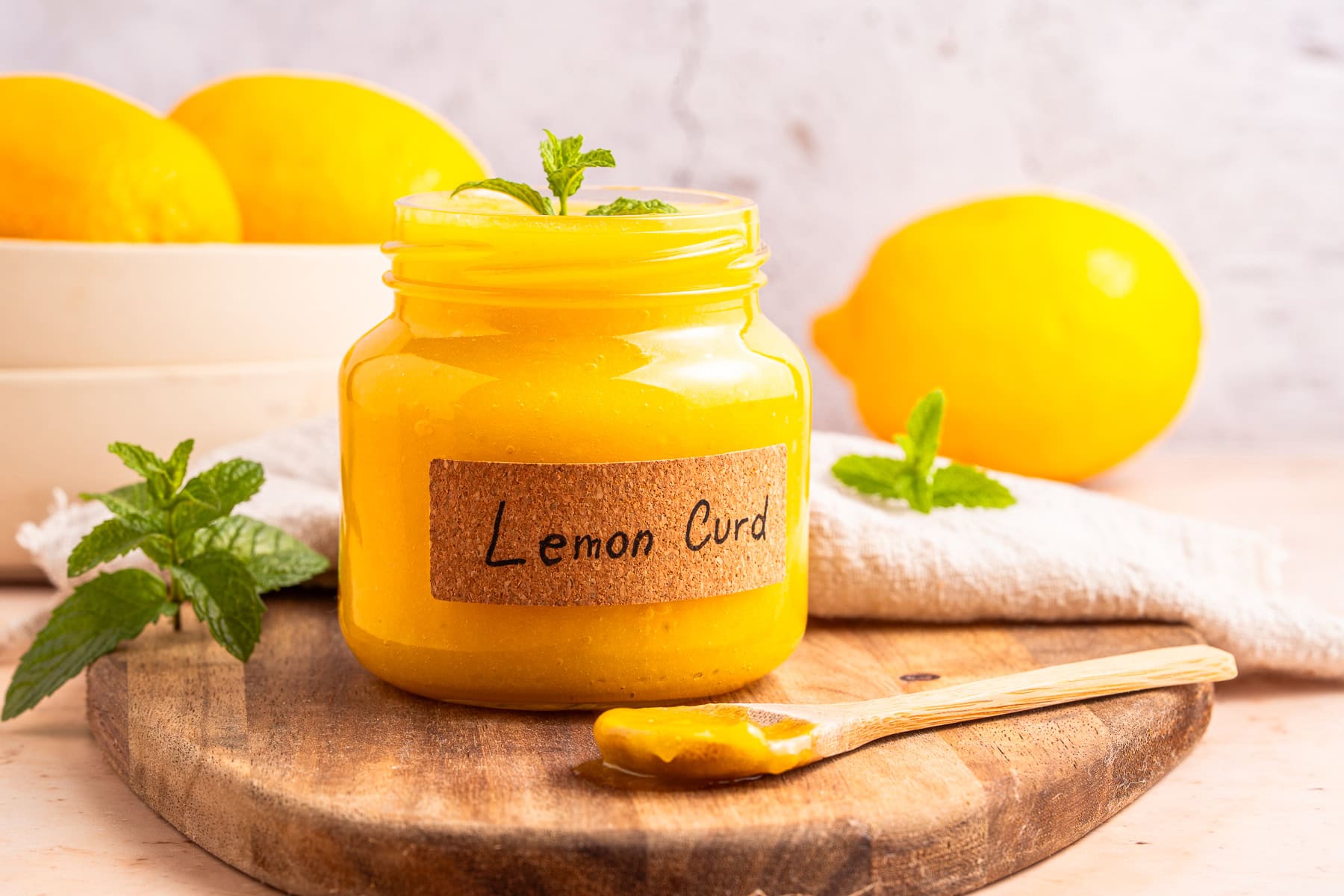 Lemon curd in a jar.