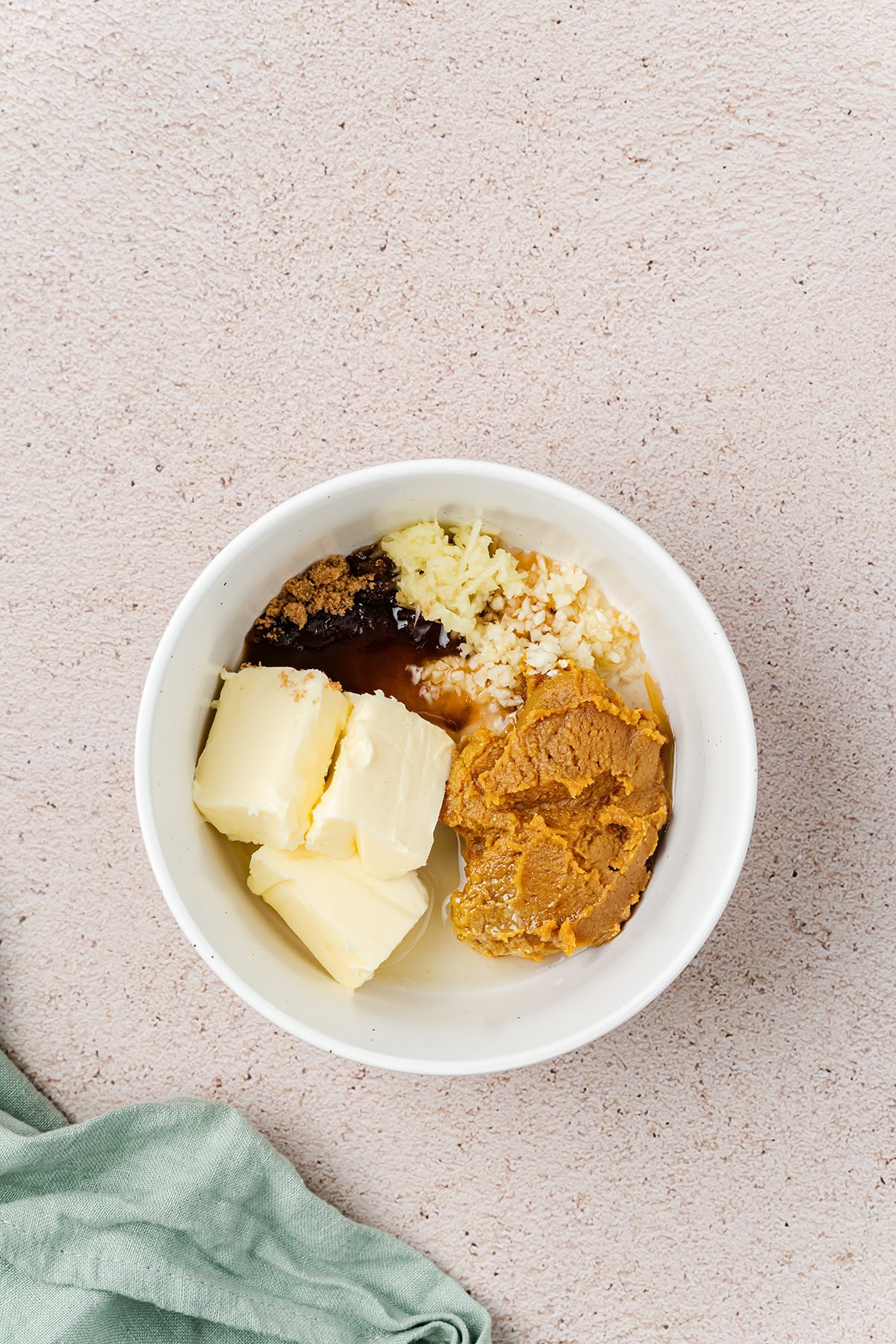 Miso paste ingredients in a bowl. 