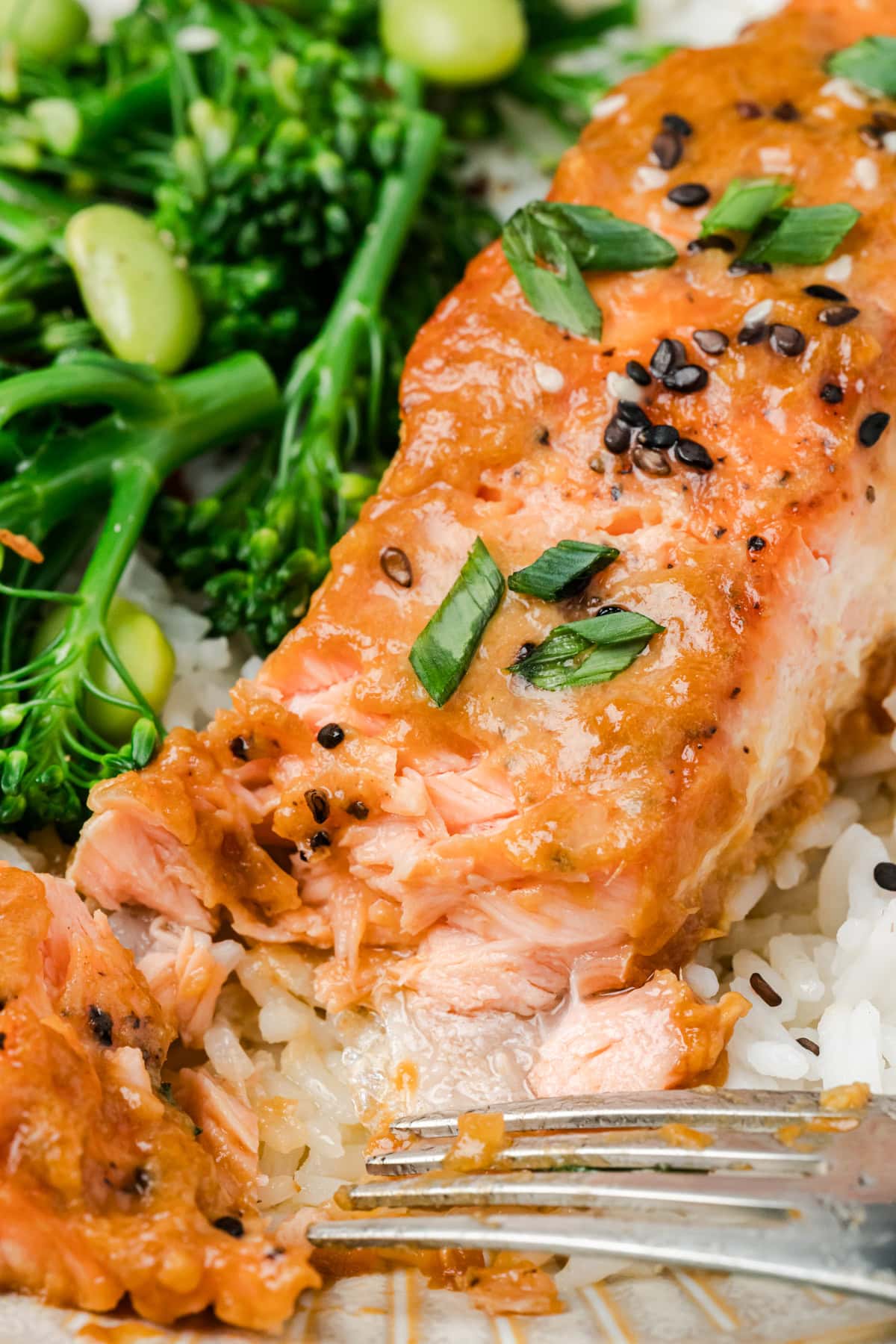 Flaking salmon. 