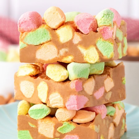 Stacked Peanut Butter Marshmallow Squares.