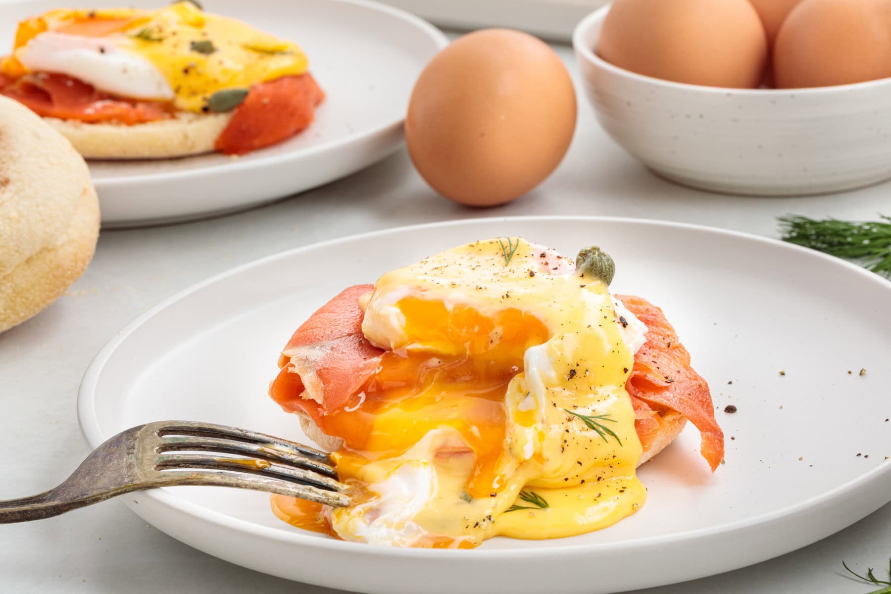 Breaking the yolk. 