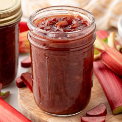 Rhubarb Chutney in a jar.